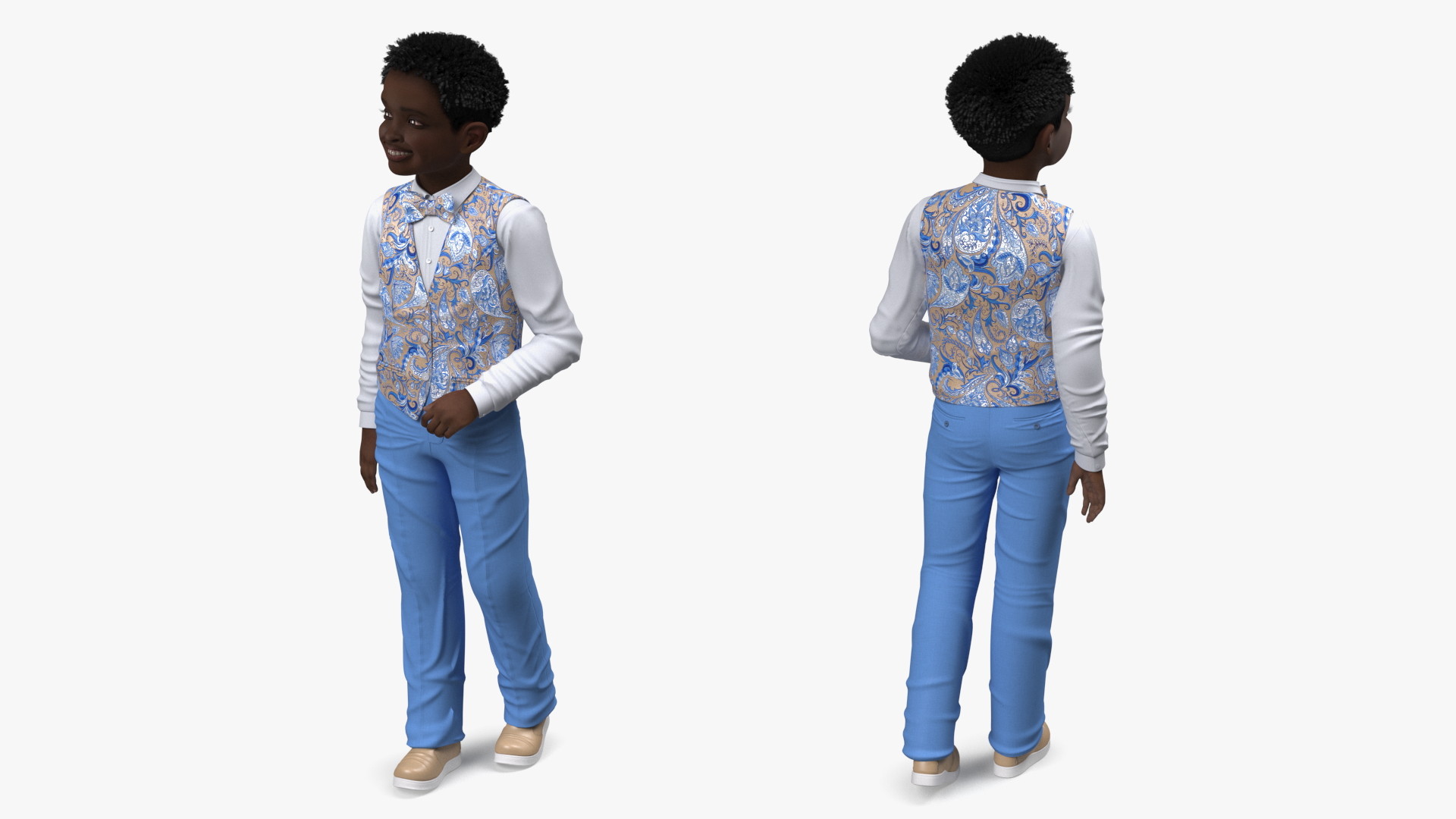 Black Child Boy Party Style Pose 3D