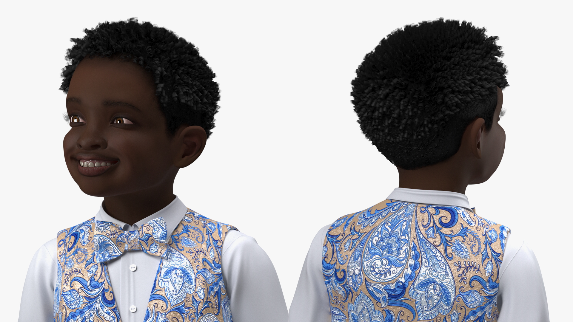 Black Child Boy Party Style Pose 3D