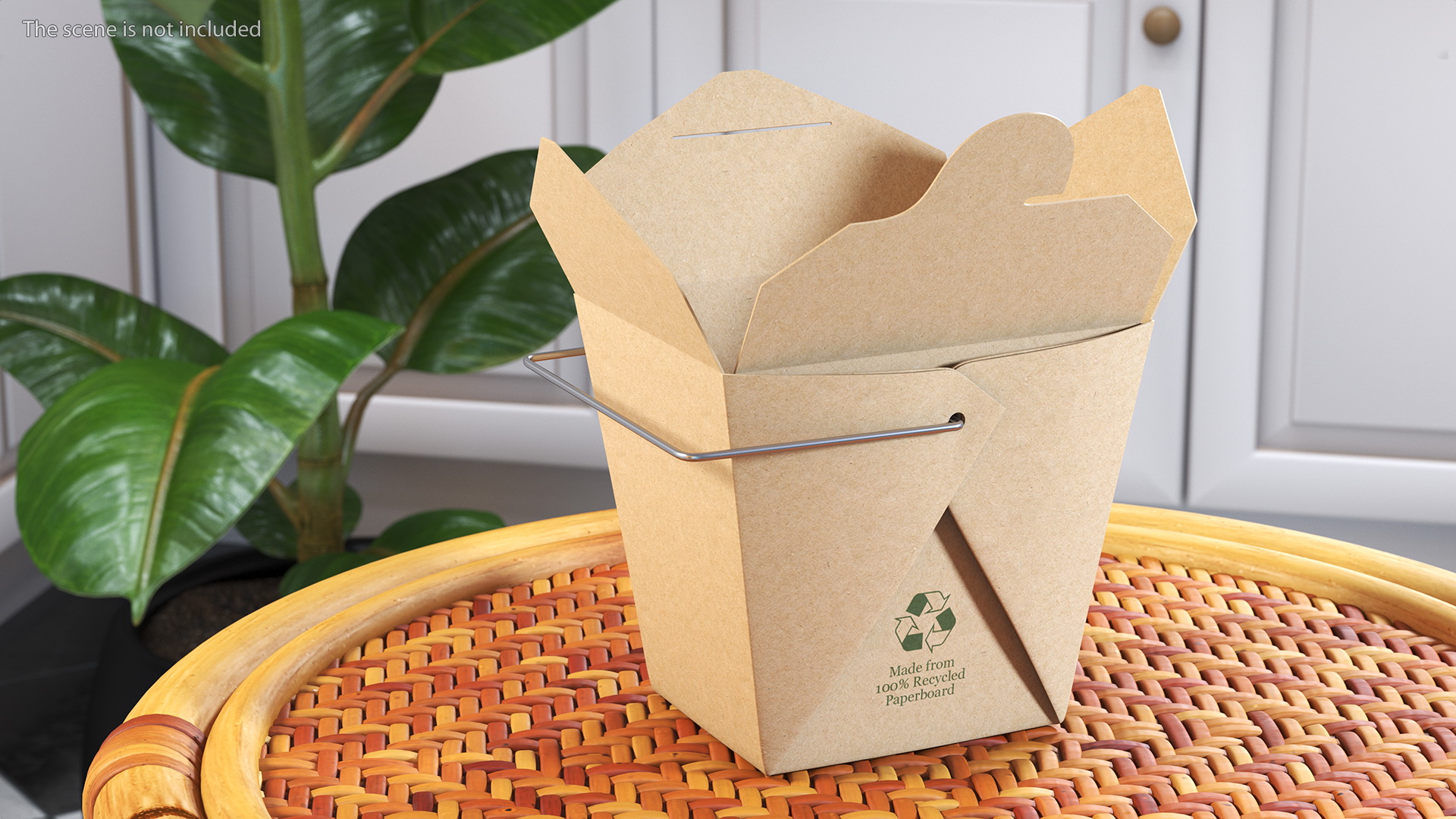 3D Kraft Paper Take Out Food Container 16 Oz Opened model