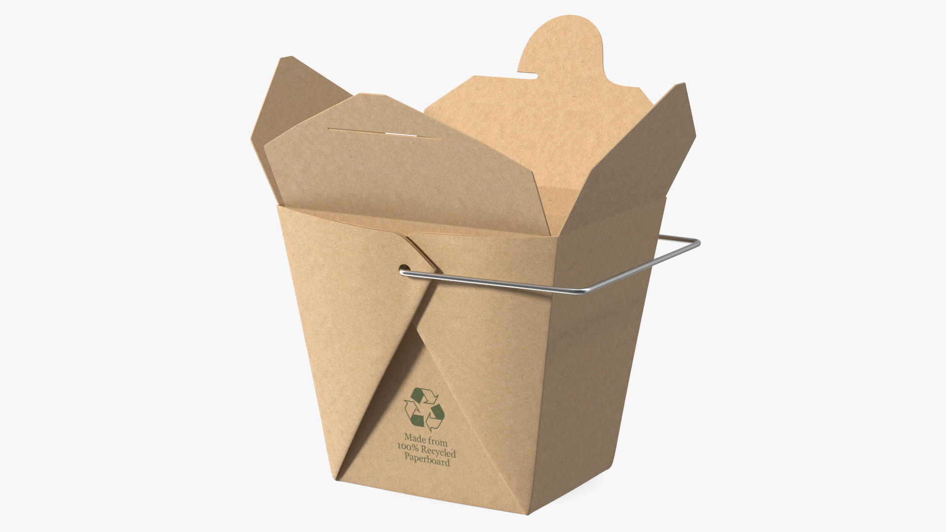 3D Kraft Paper Take Out Food Container 16 Oz Opened model