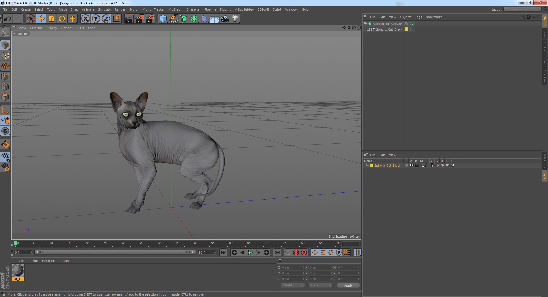 3D Sphynx Cat Black