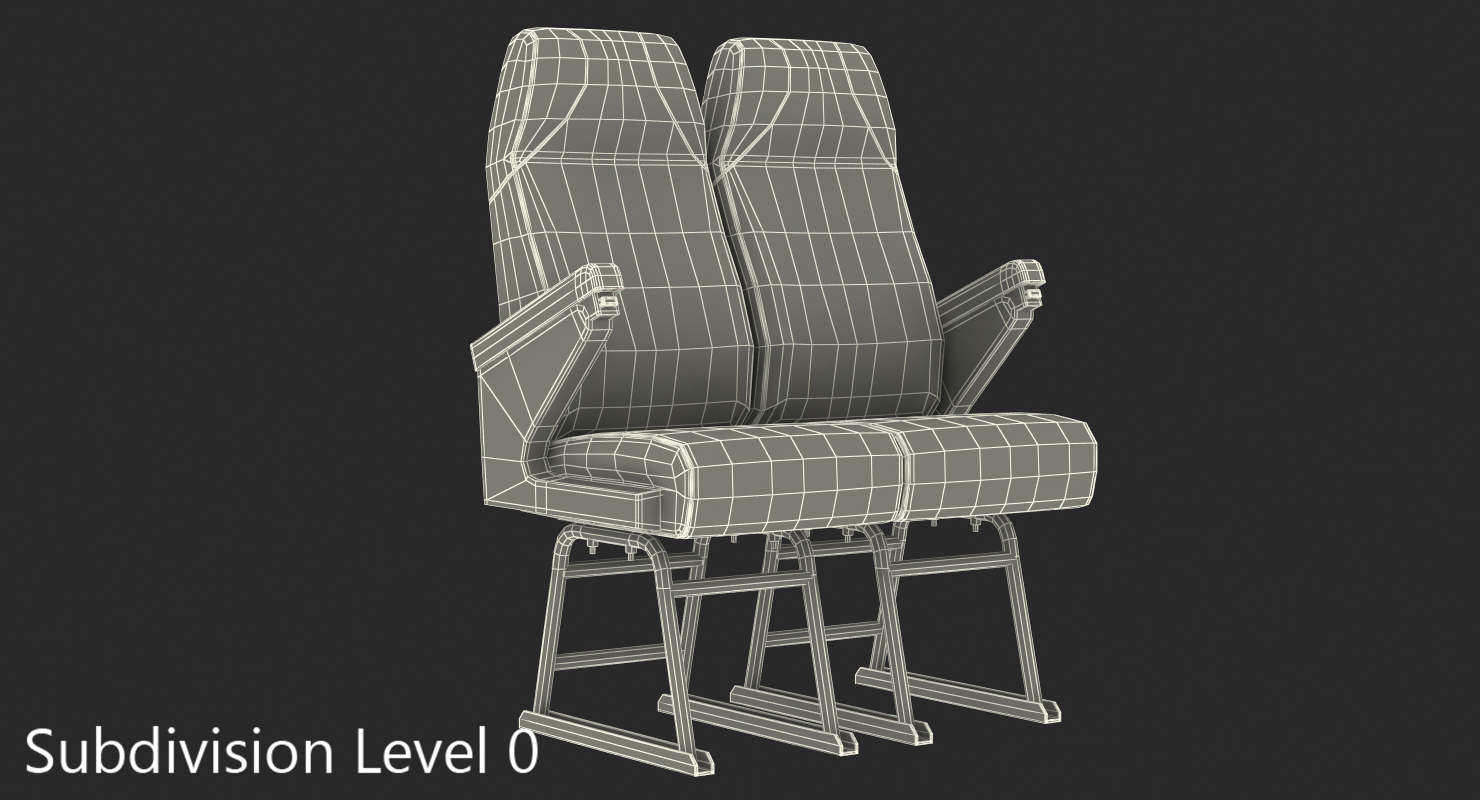 Vintage Bus Passenger Seats 3D