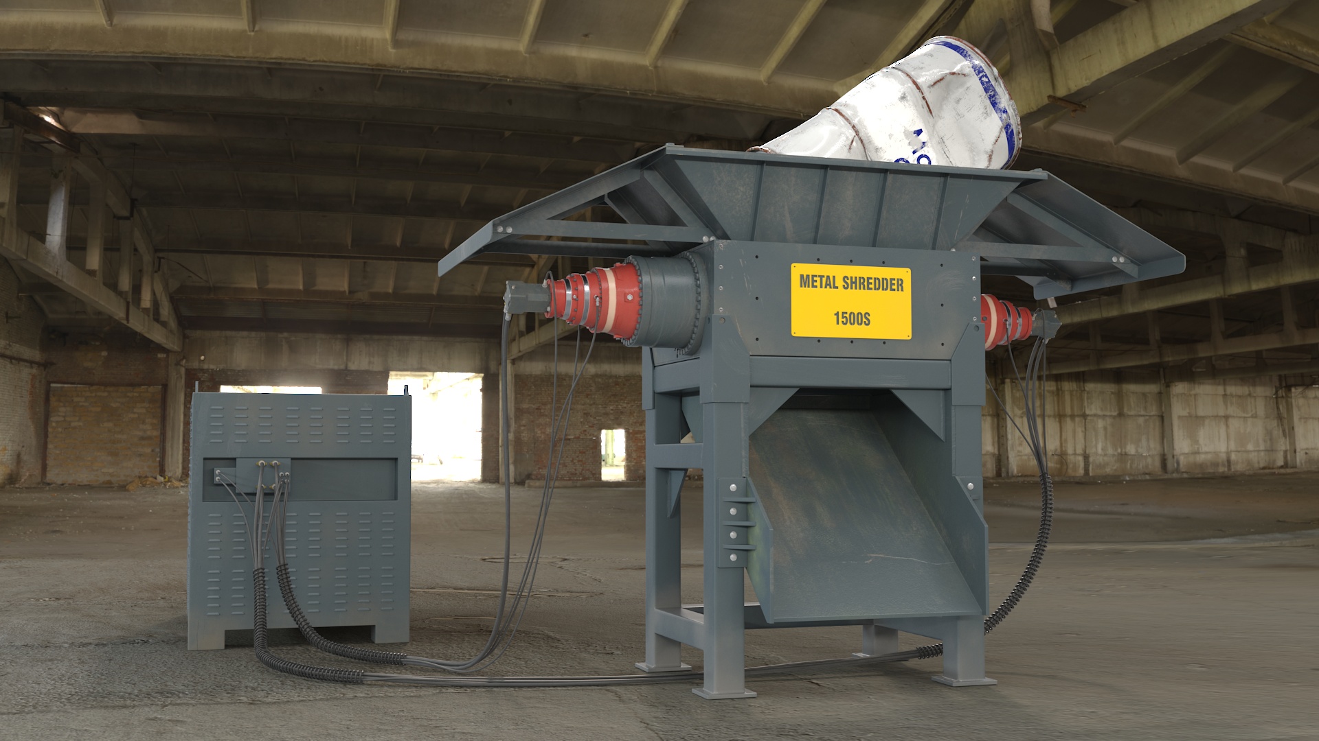 3D Working Industrial Metal Shredder model