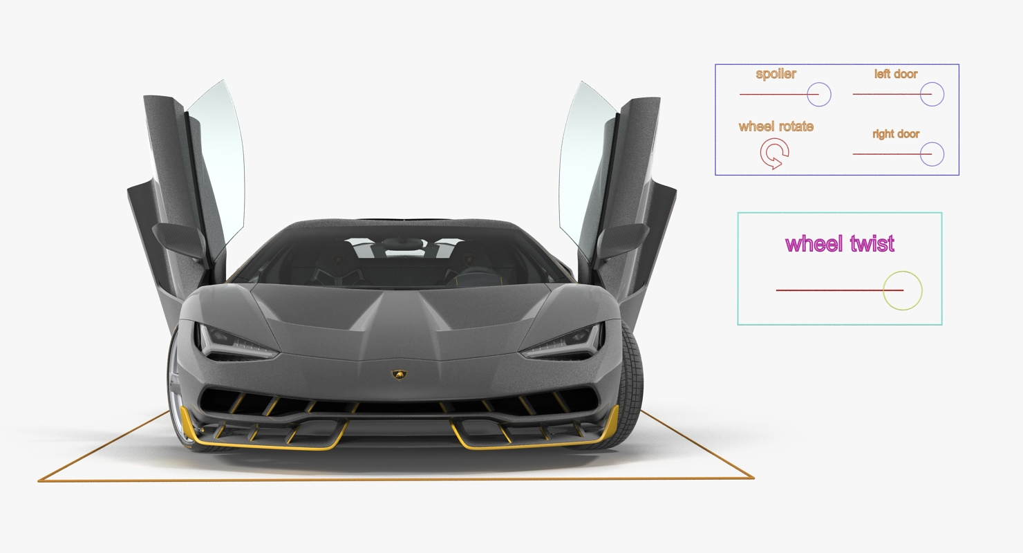 3D Hypercar Lamborghini Centenario 2017 Rigged model