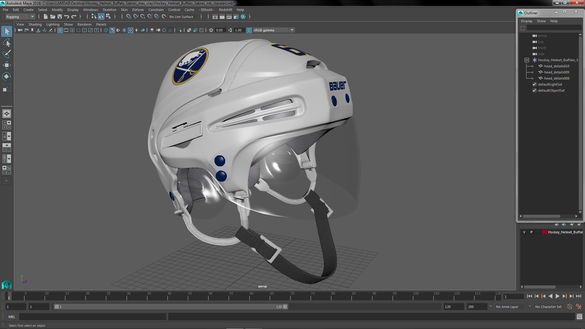 3D Hockey Helmet Buffalo Sabres model