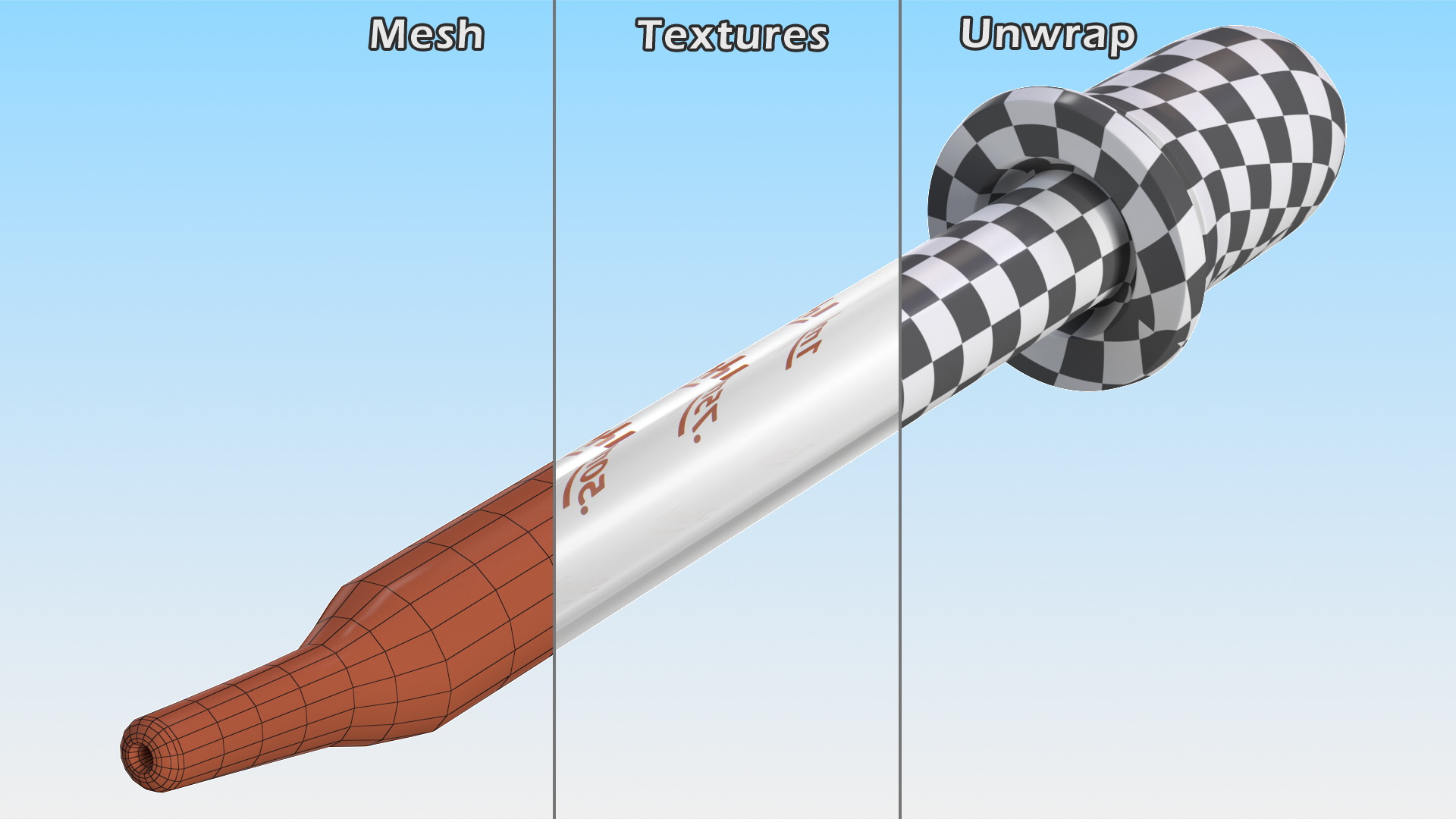 3D model Bend Tip Calibrated Medicine Dropper 1ml