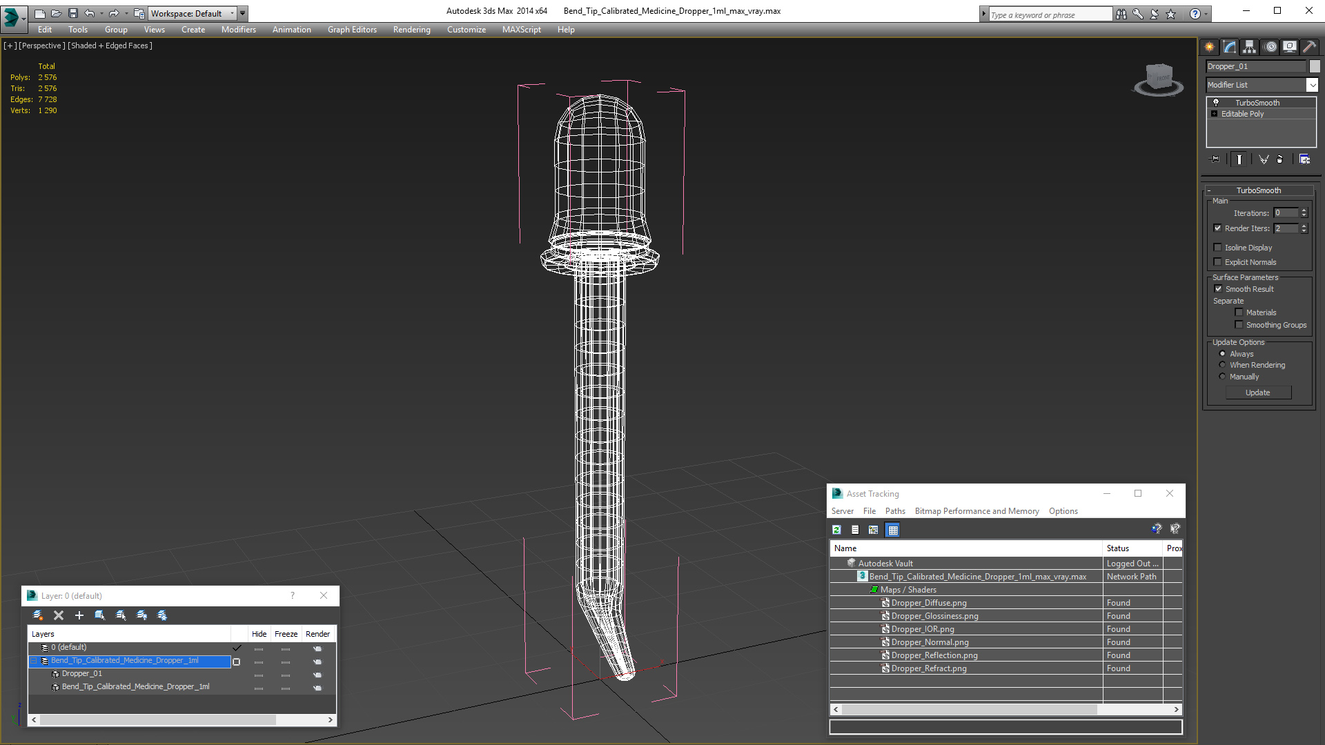 3D model Bend Tip Calibrated Medicine Dropper 1ml