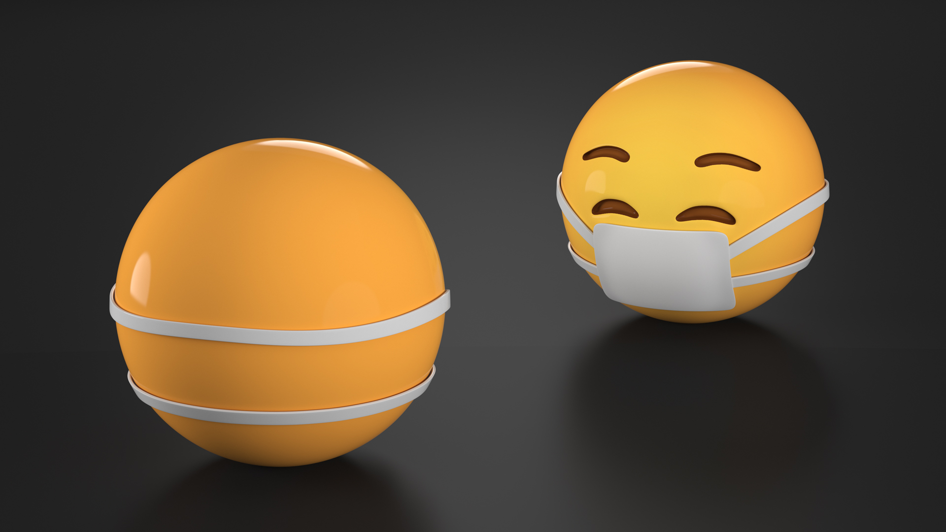 3D Emoji Face with Medical Mask model