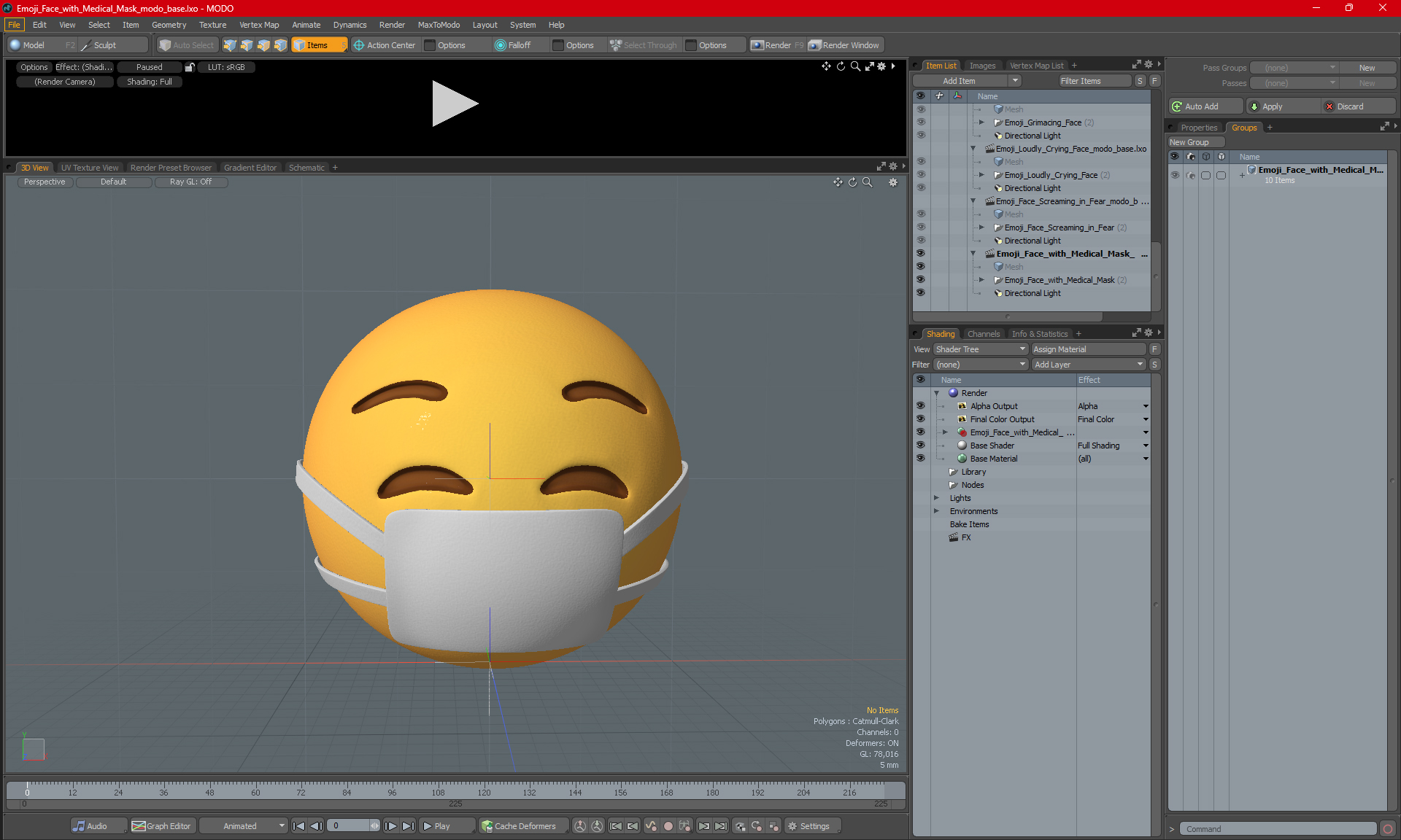 3D Emoji Face with Medical Mask model