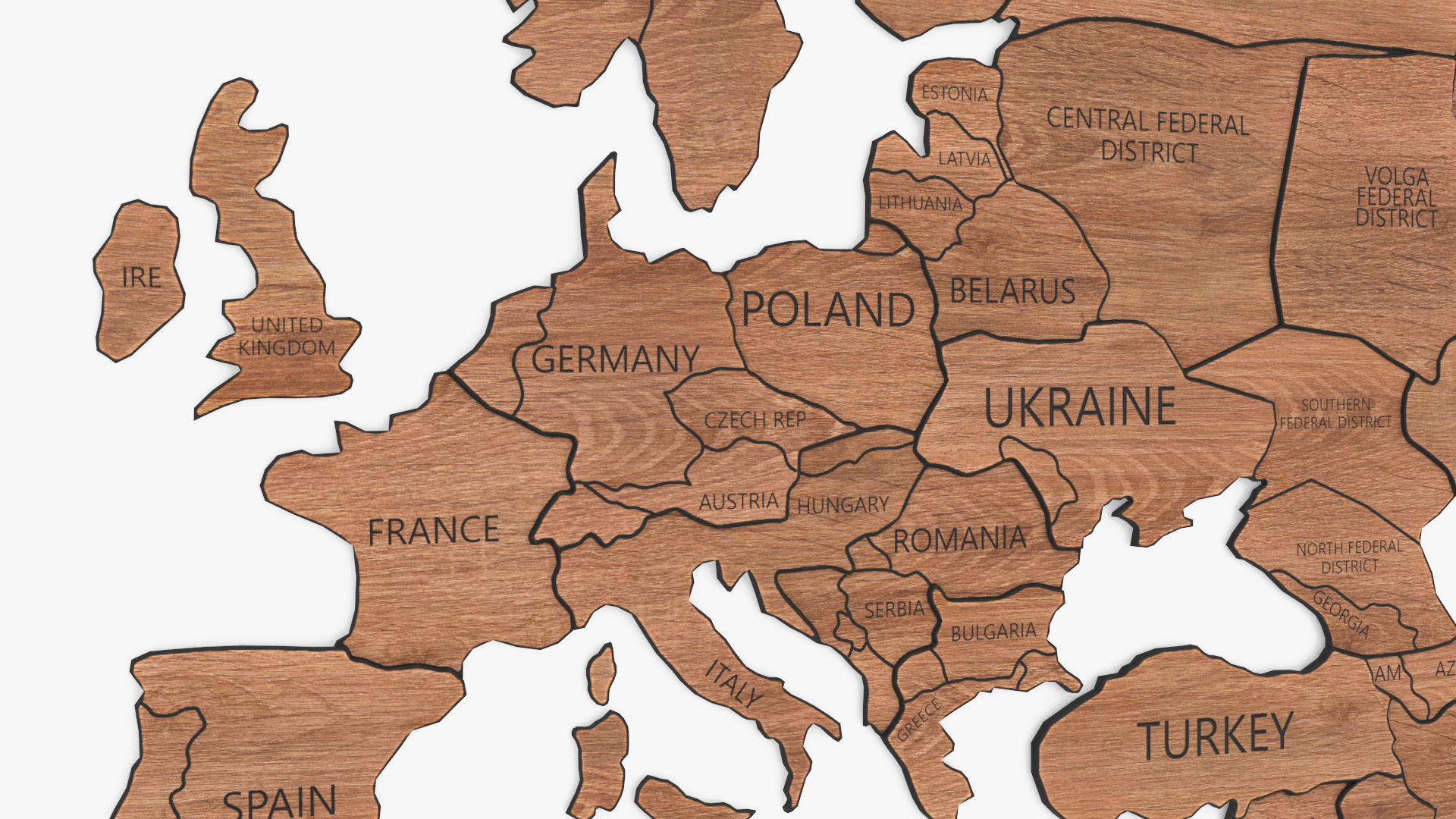 Wood Created World Map 3D