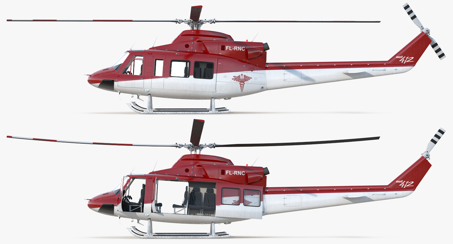 Bell 412 Medical Helicopter Rigged 3D model