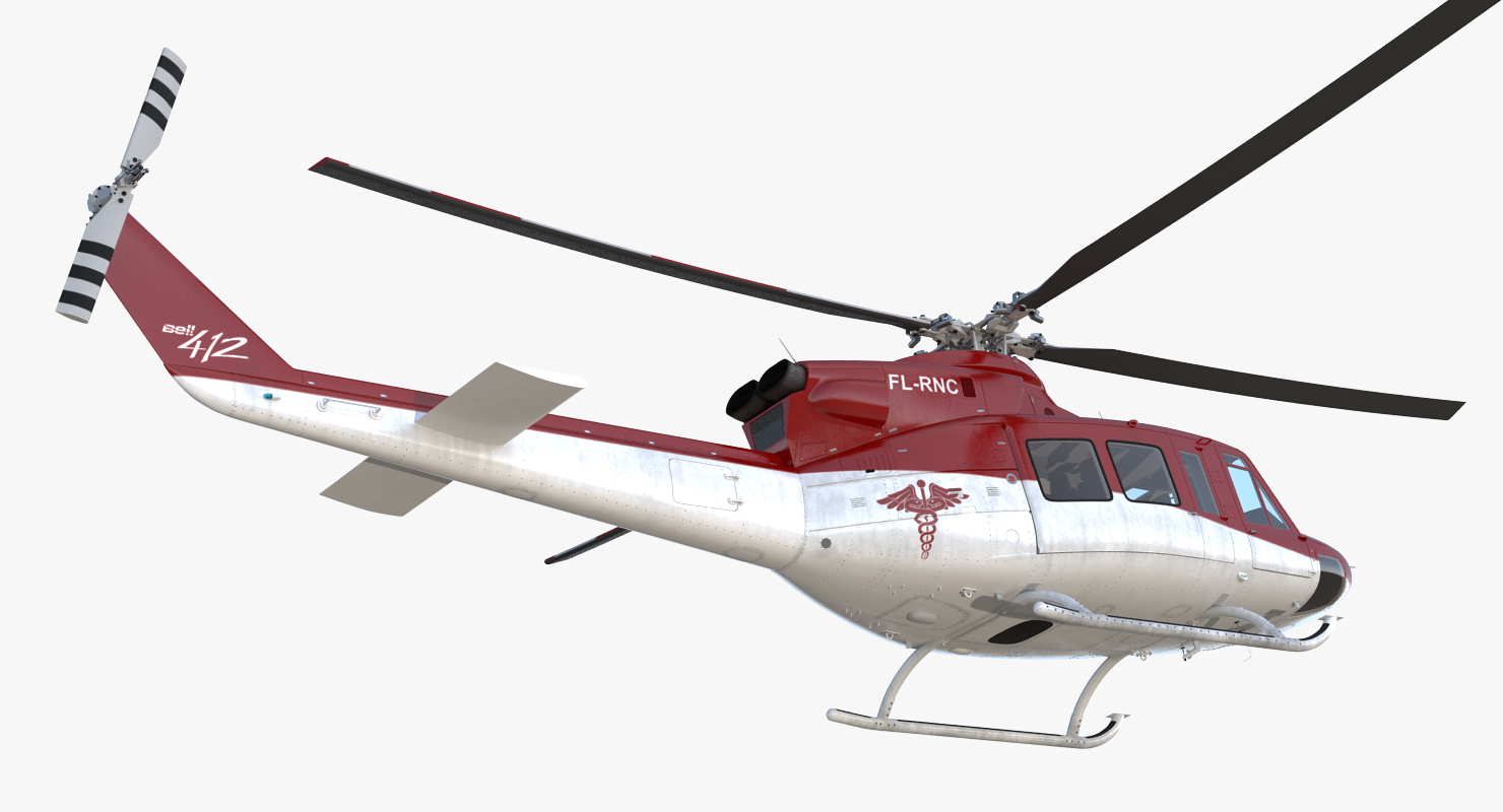 Bell 412 Medical Helicopter Rigged 3D model