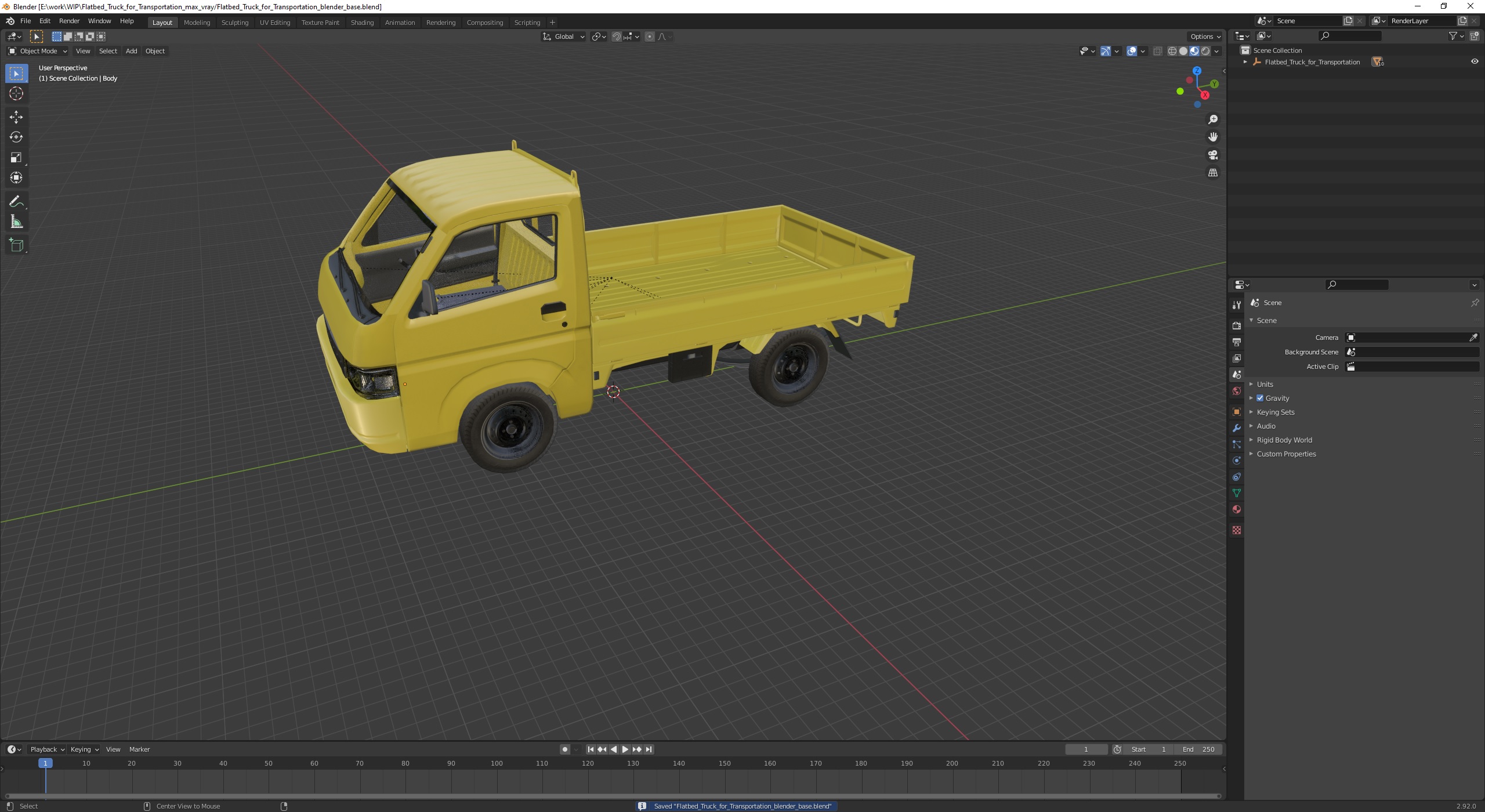 Flatbed Truck for Transportation 3D