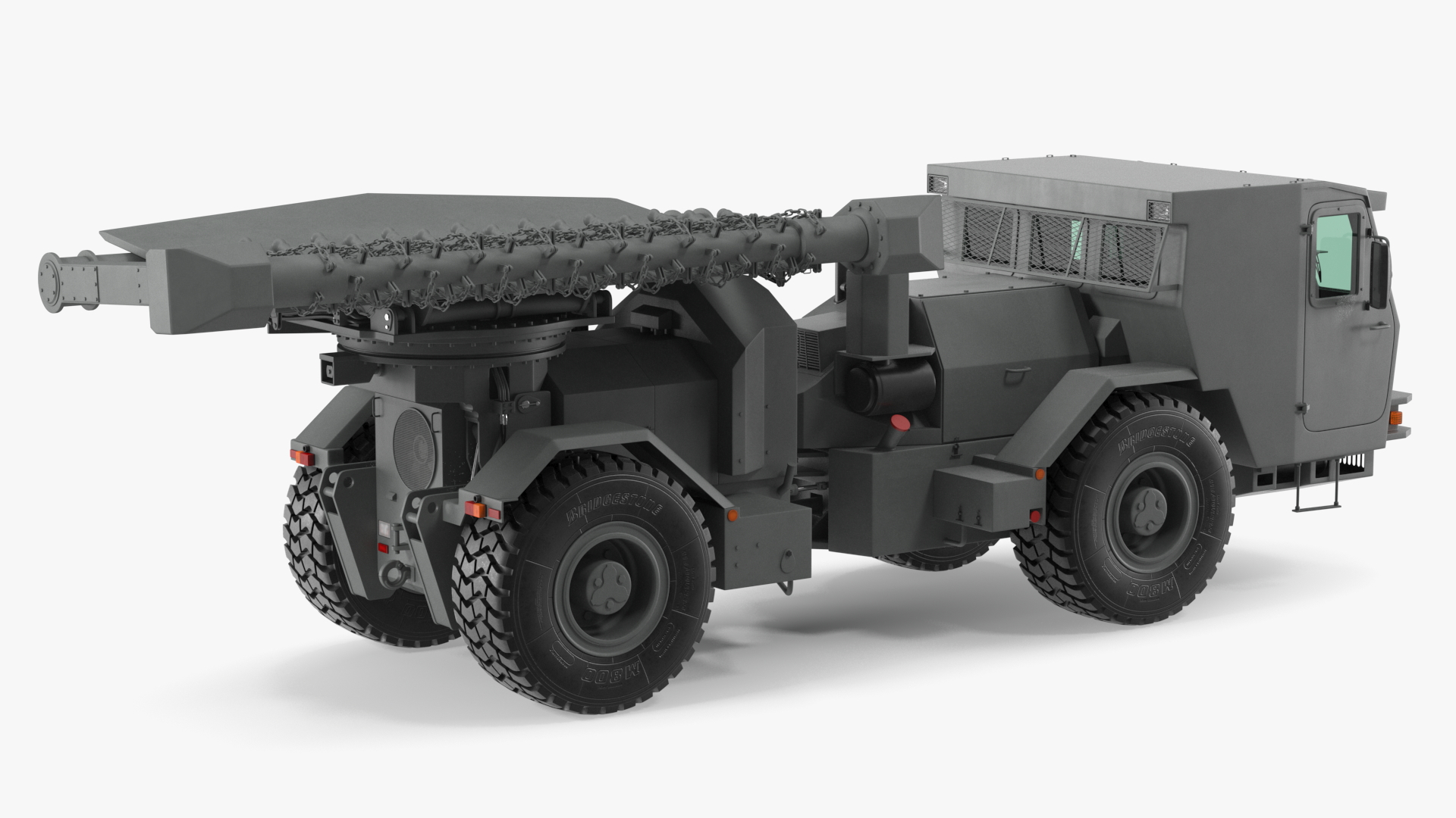 Mine Flail Vehicle Hydrema 910 Grey Rigged 3D