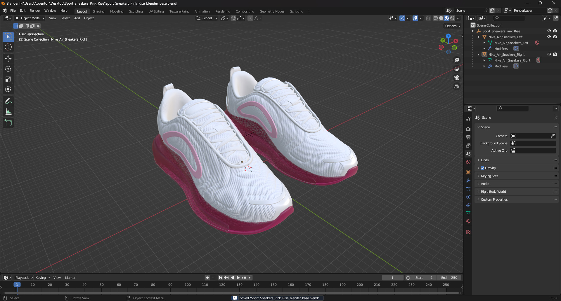 Sport Sneakers Pink Rise 3D model