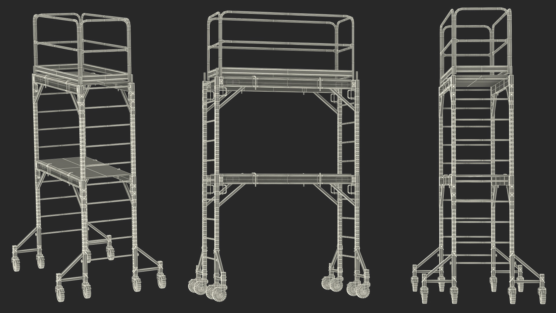 2 Story Rolling Scaffold Tower Yellow 3D