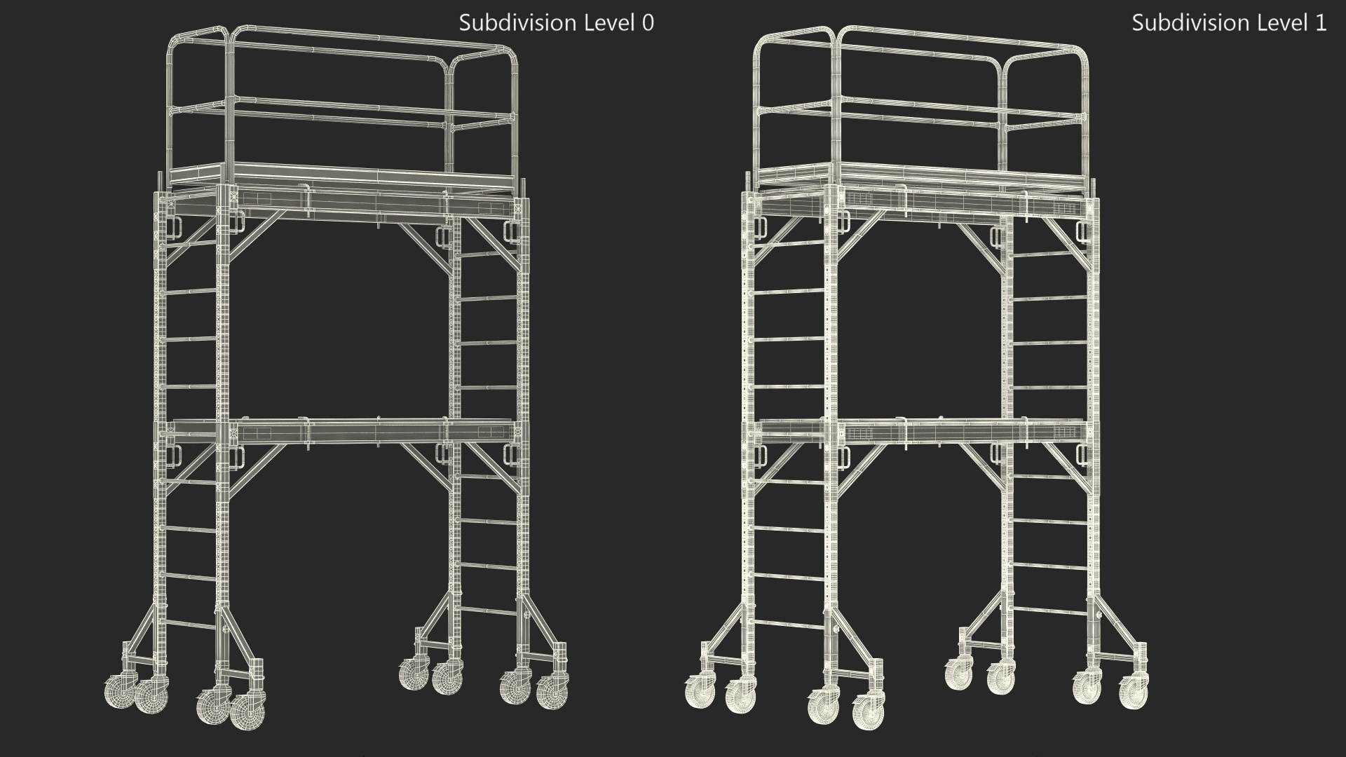 2 Story Rolling Scaffold Tower Yellow 3D