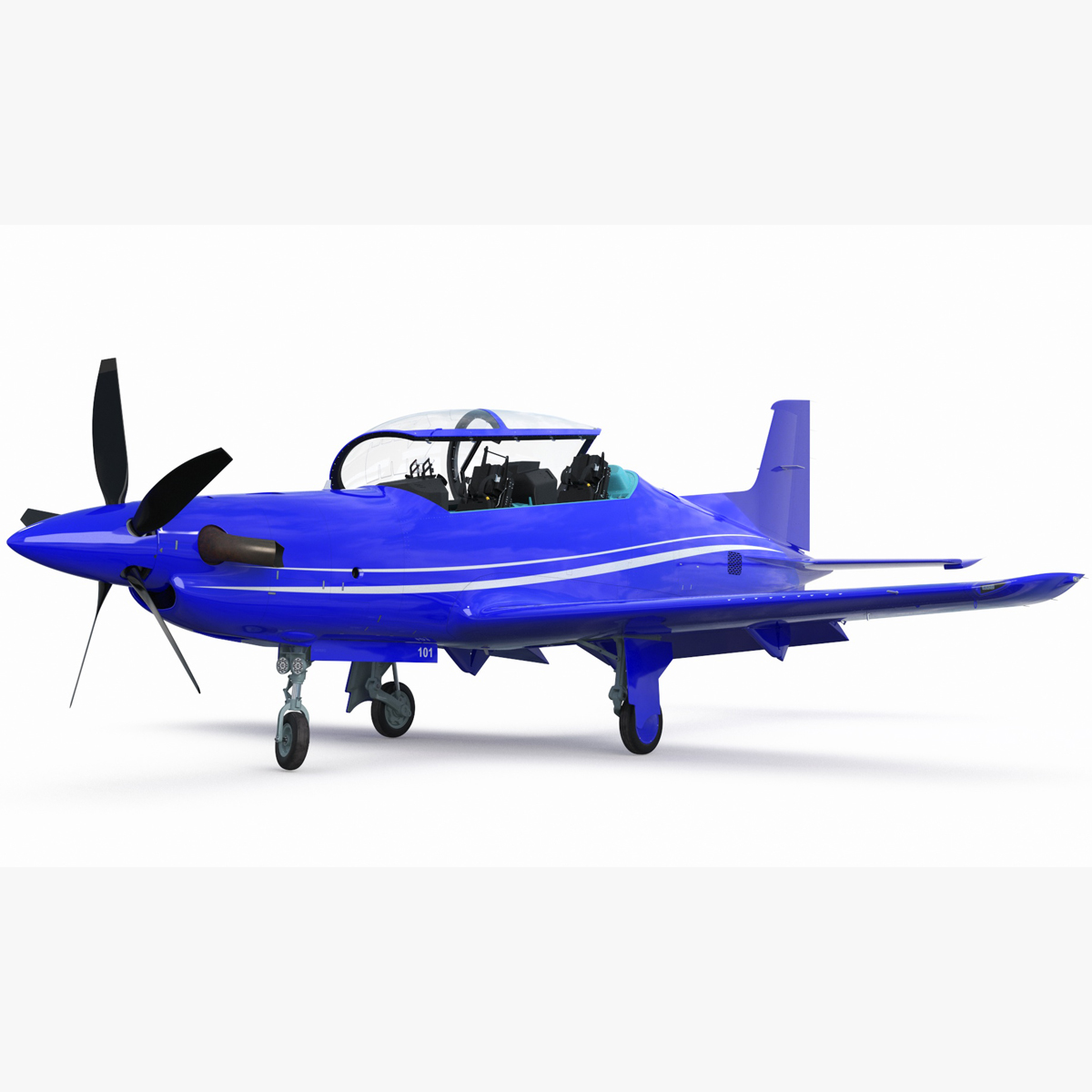 3D Training Aircraft Blue Rigged for Cinema 4D model