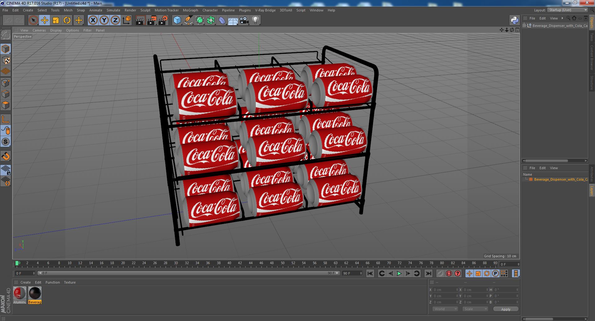 3D Beverage Dispenser with Cola Cans model