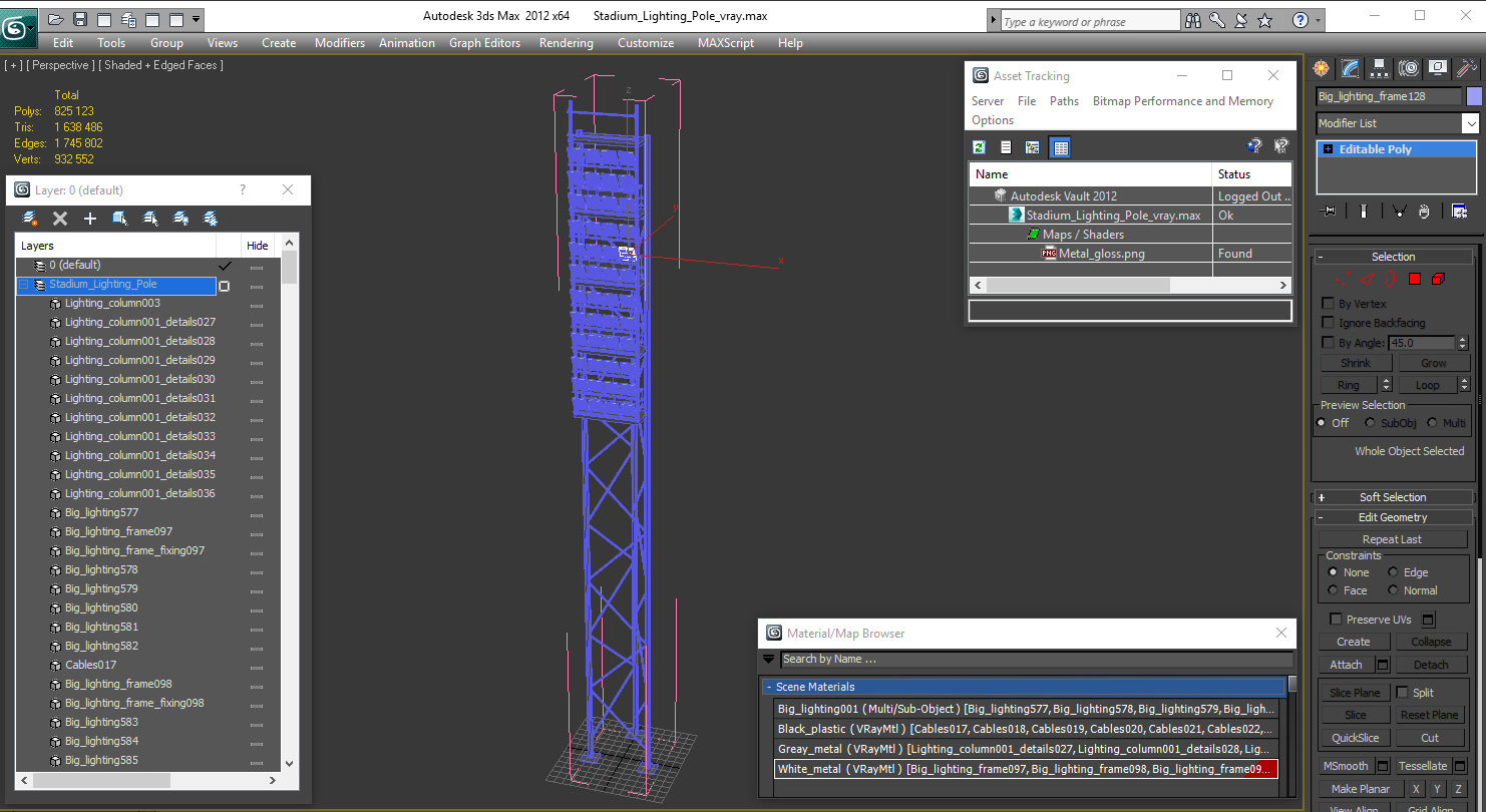 3D Stadium Lighting Pole