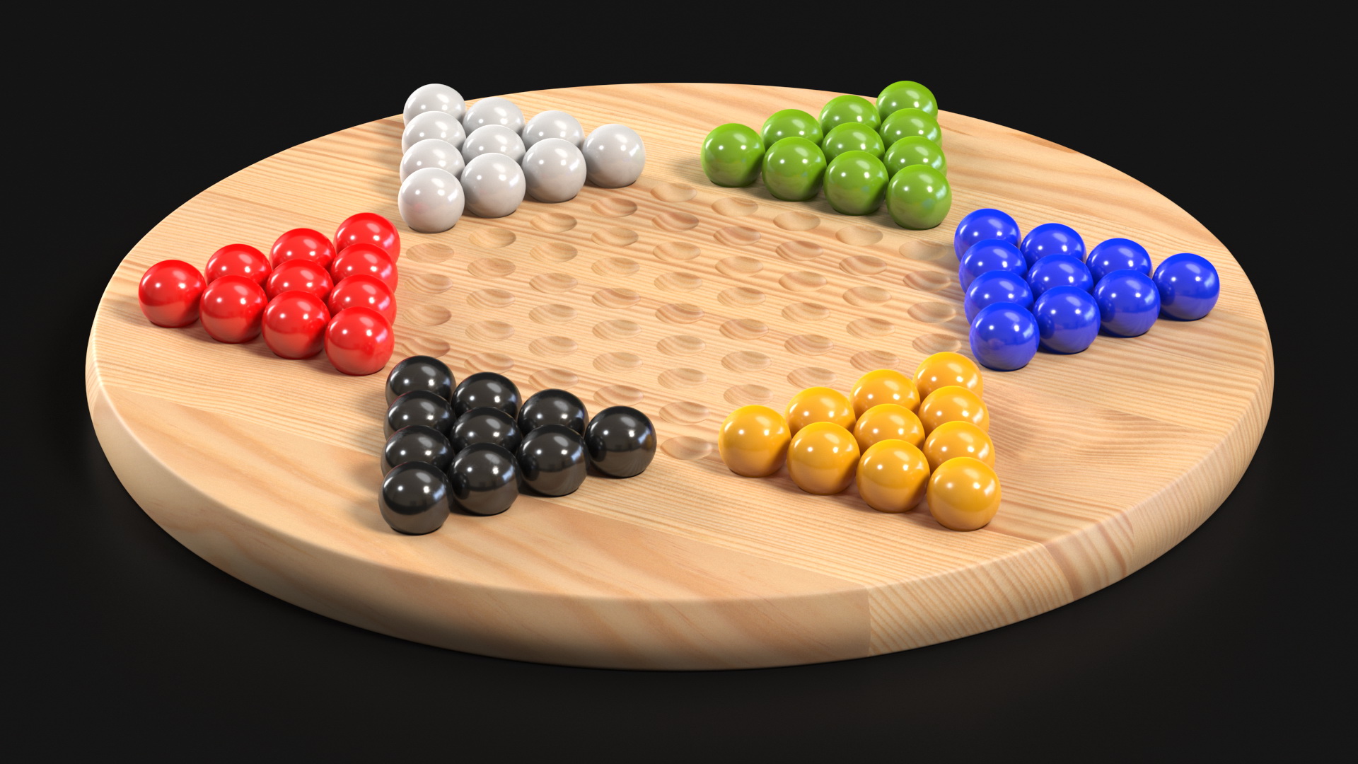 3D model Chinese Checkers Game with Glass Marbles