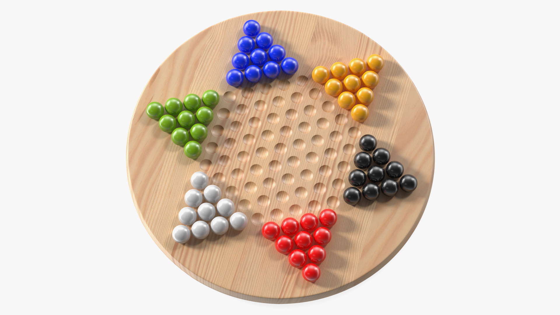 3D model Chinese Checkers Game with Glass Marbles