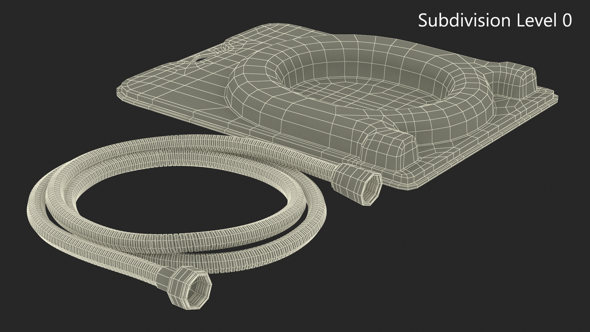 Shower Hose in Package Golden 3D model