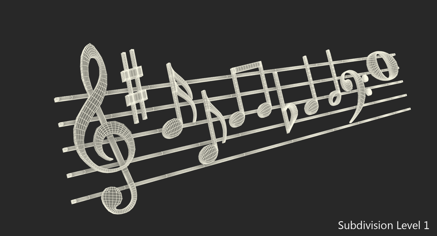 Plastic Music Stave and Notes 3D model