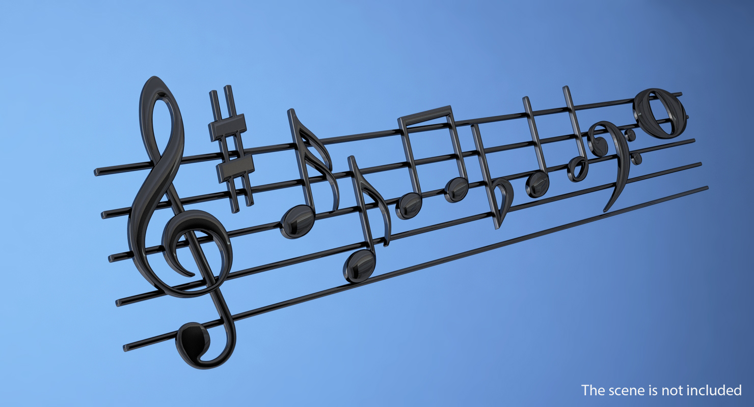 Plastic Music Stave and Notes 3D model