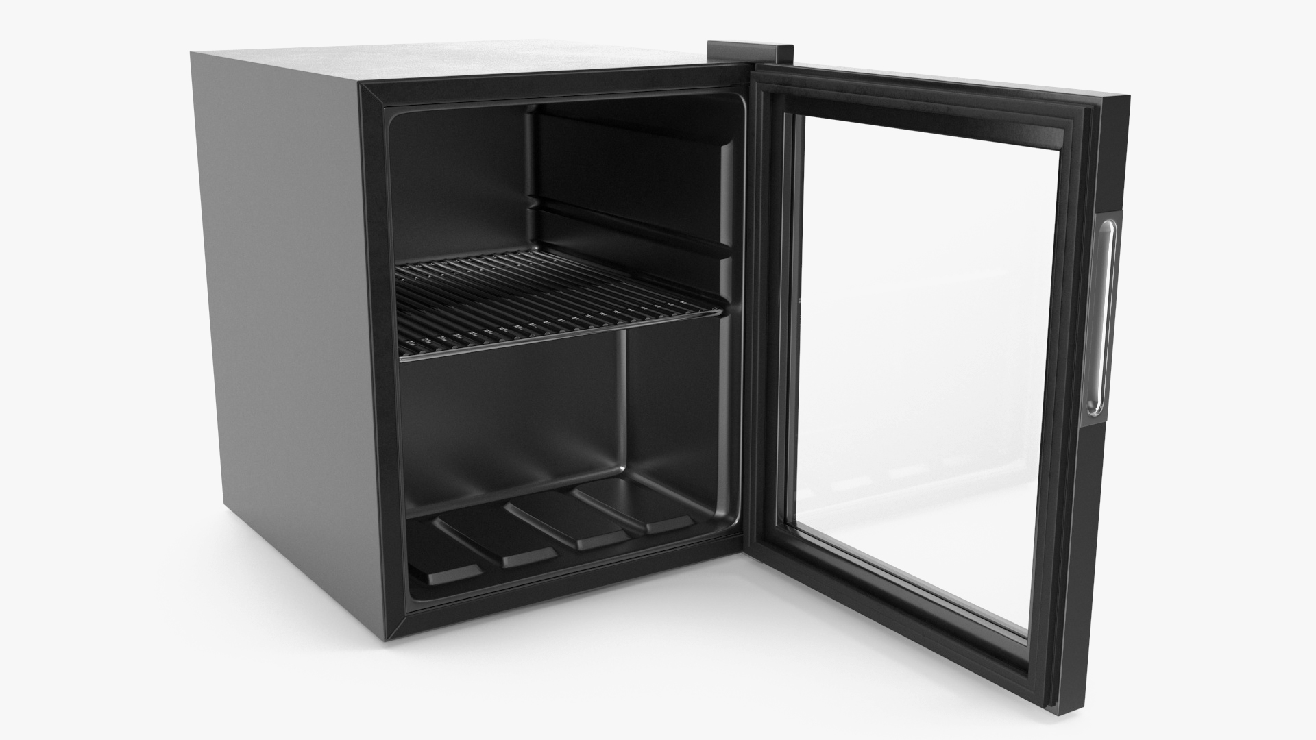 3D Mini Fridge Beverage Cooler Black Open model