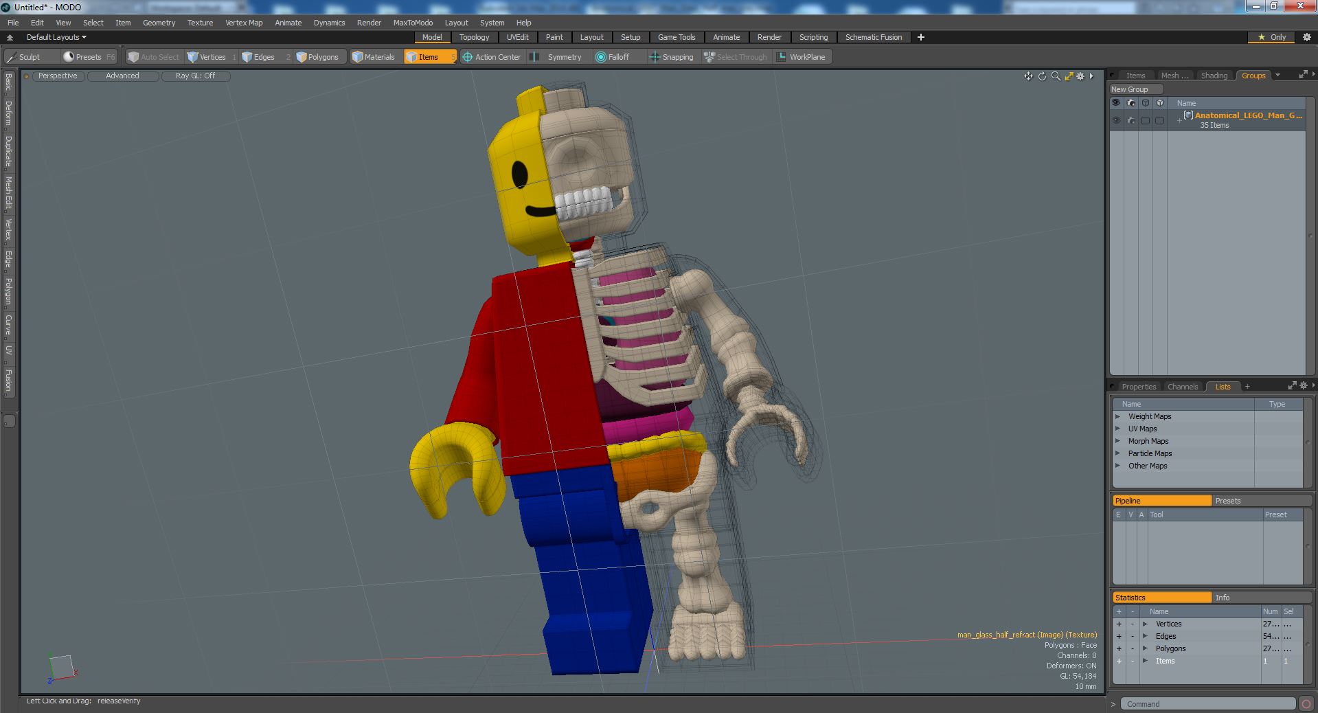 3D model Anatomical LEGO Man Glass Half