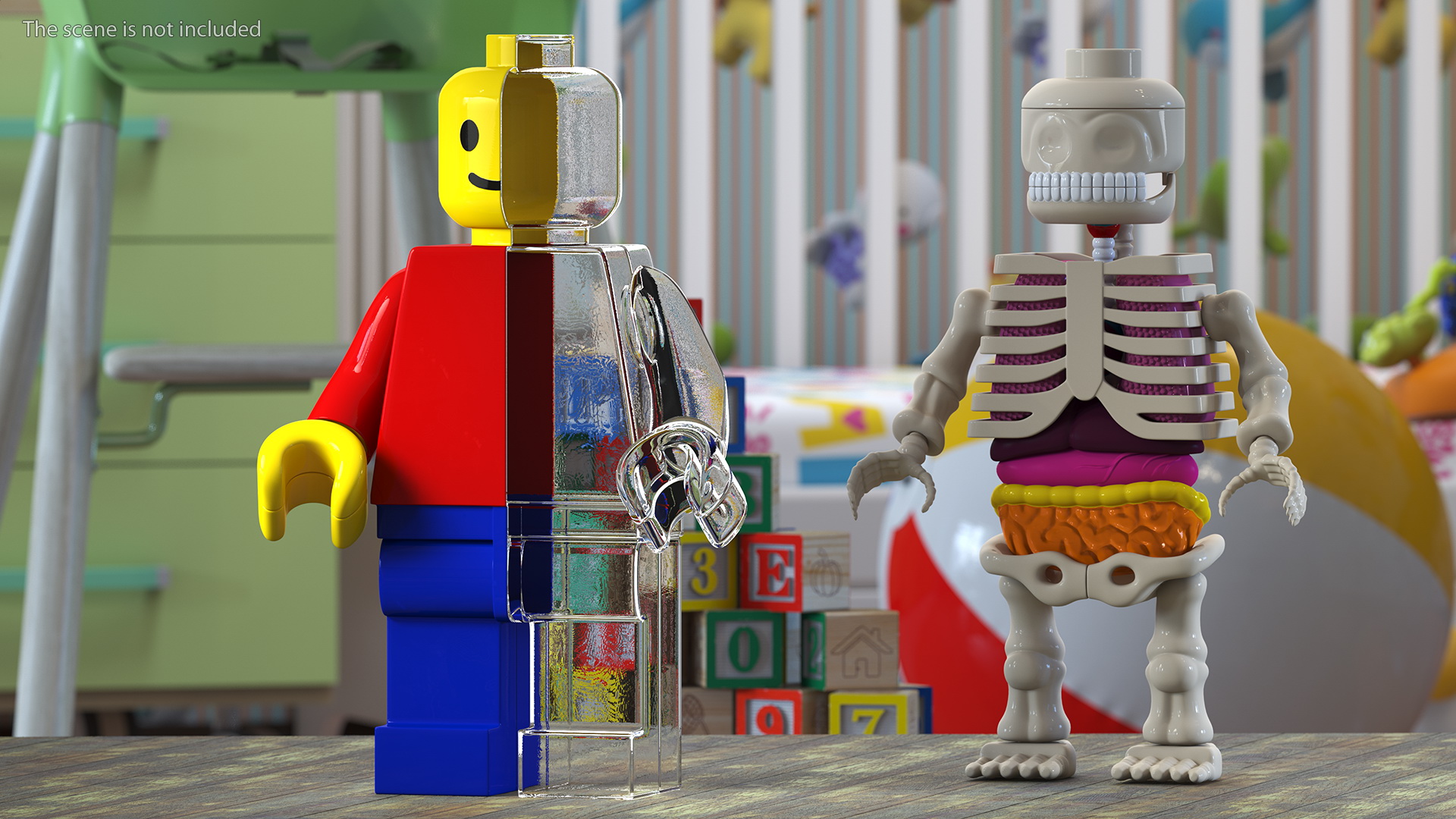 3D model Anatomical LEGO Man Glass Half