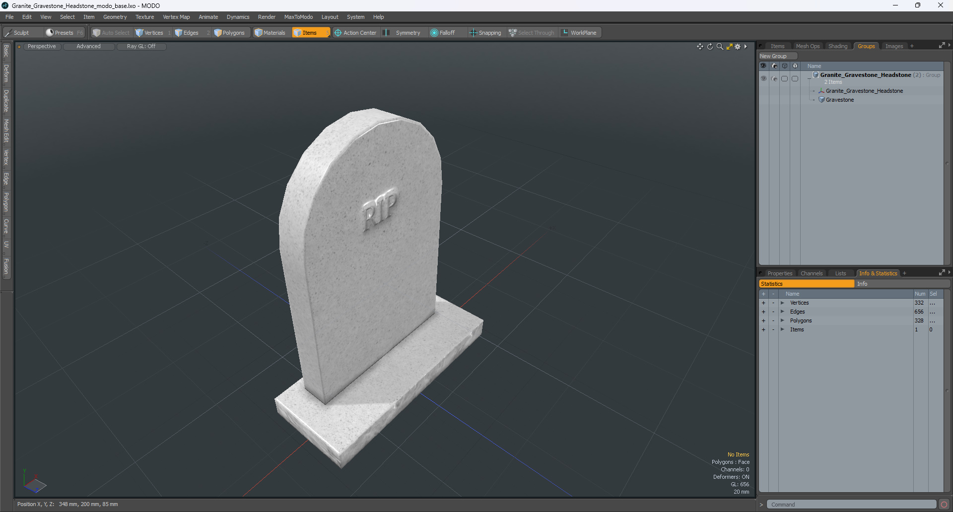 3D Granite Gravestone Headstone model