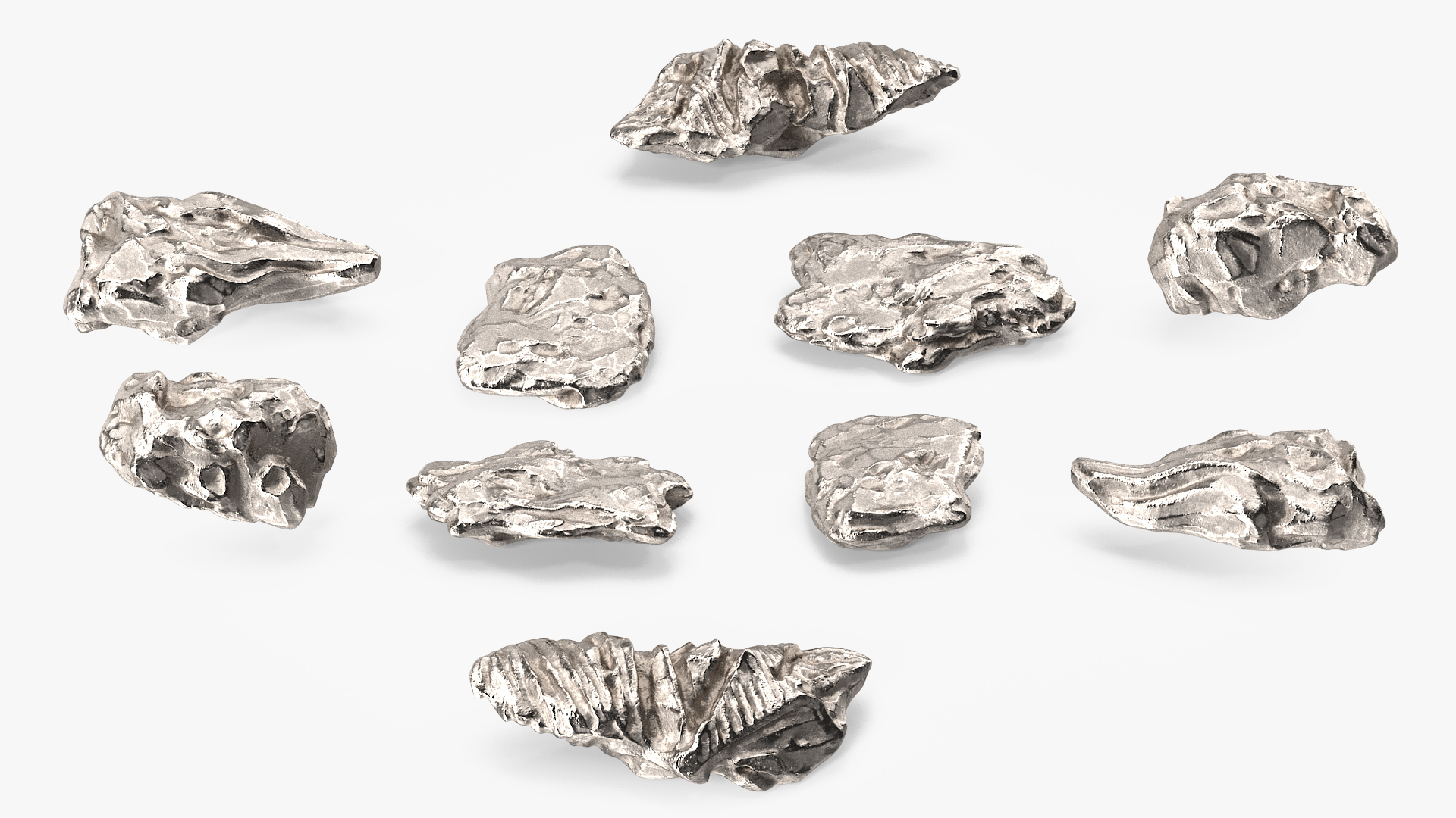 3D Silver Natural Minerals Small Stones