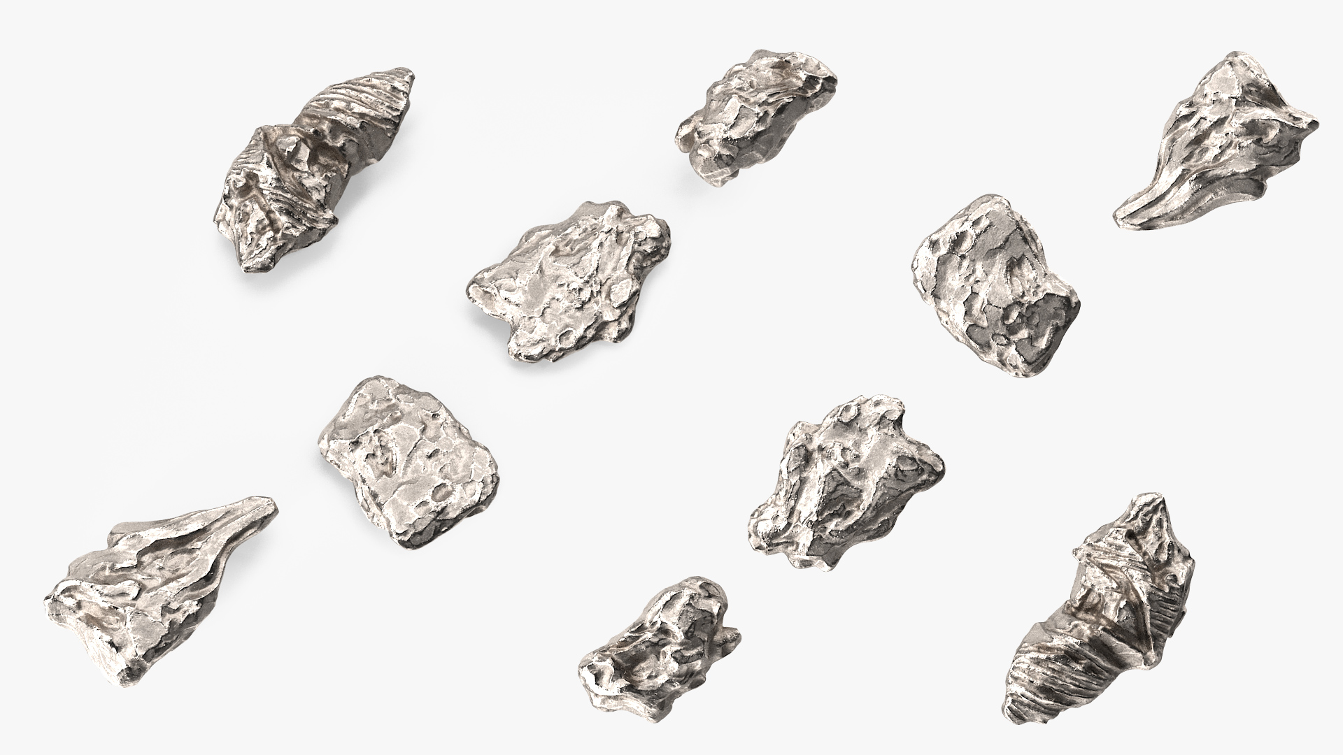 3D Silver Natural Minerals Small Stones