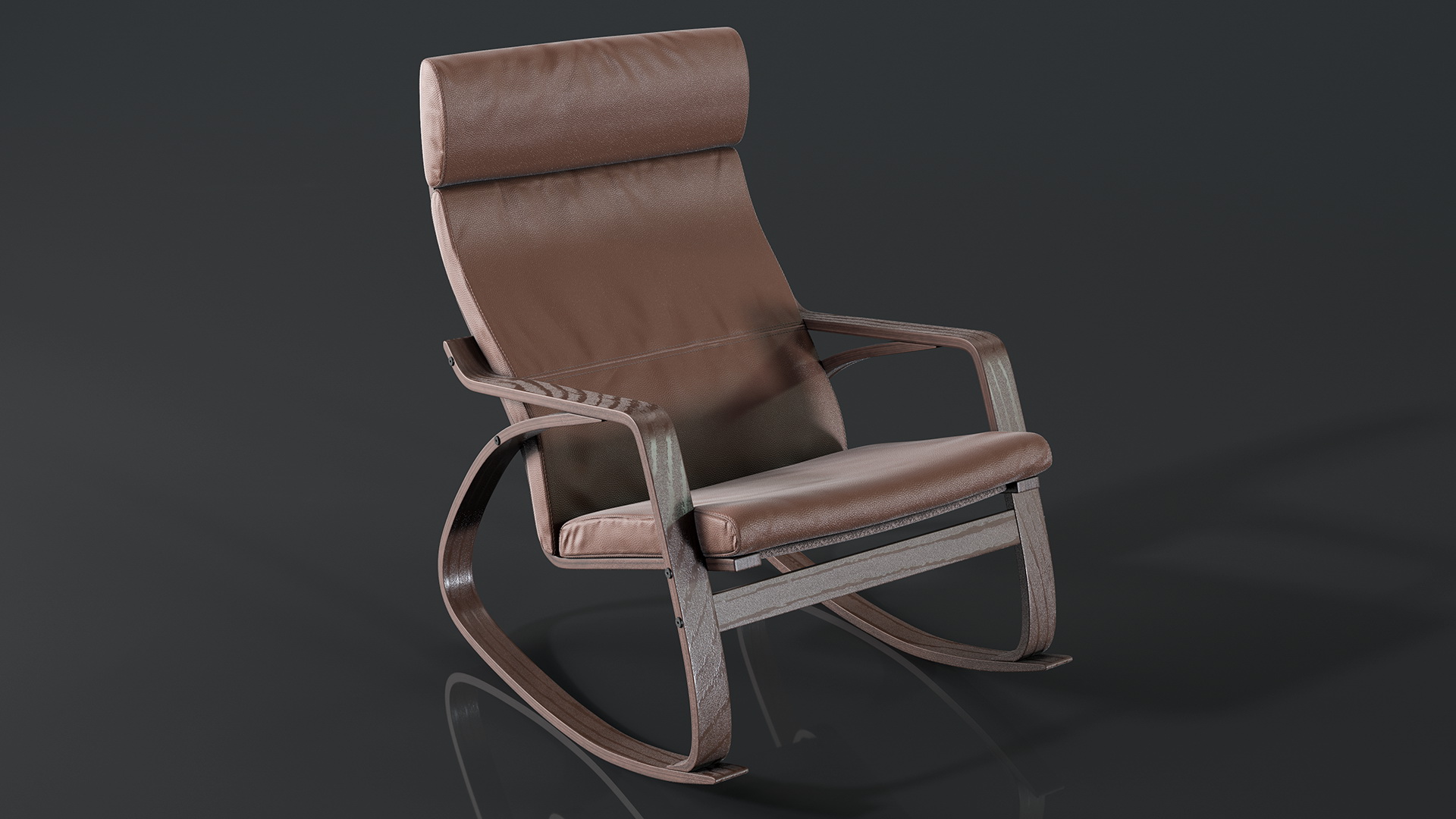 Genuine Leather Rocking Chair 3D model