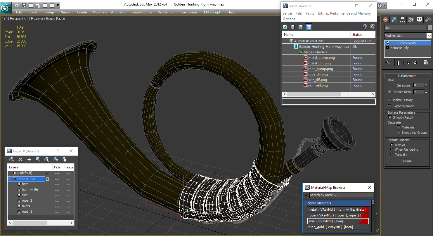 Golden Hunting Horn 3D model