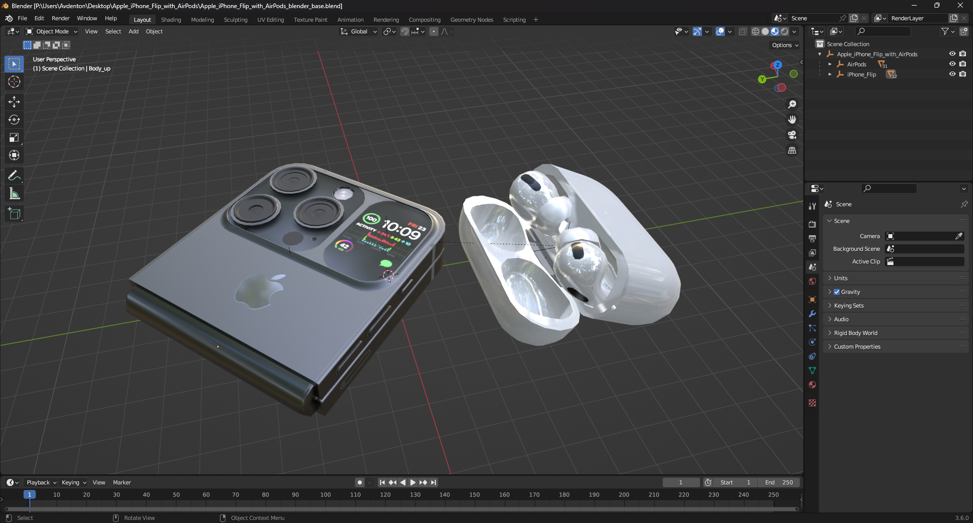 3D model Apple iPhone Flip with AirPods