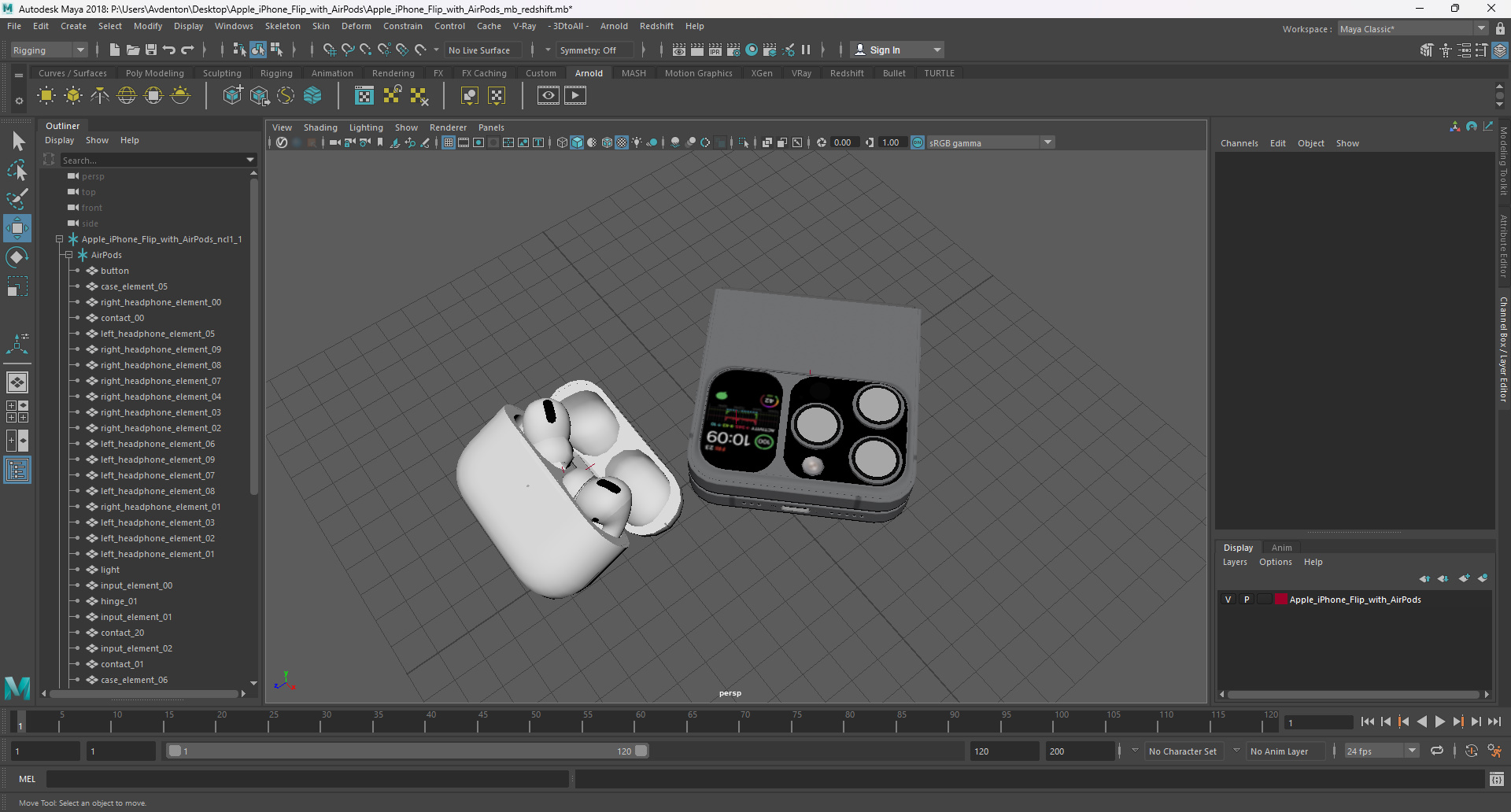 3D model Apple iPhone Flip with AirPods