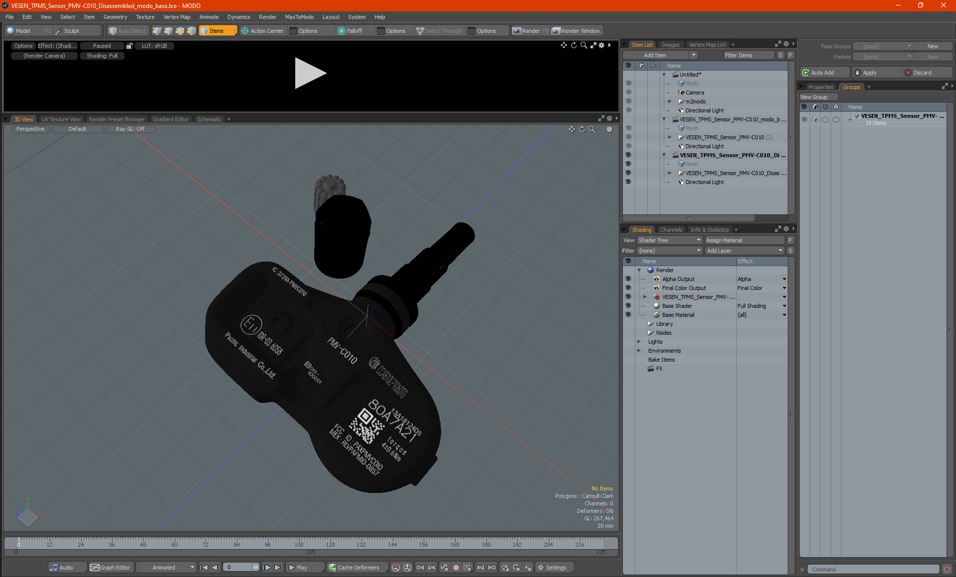 VESEN TPMS Sensor PMV-C010 Disassembled 3D model