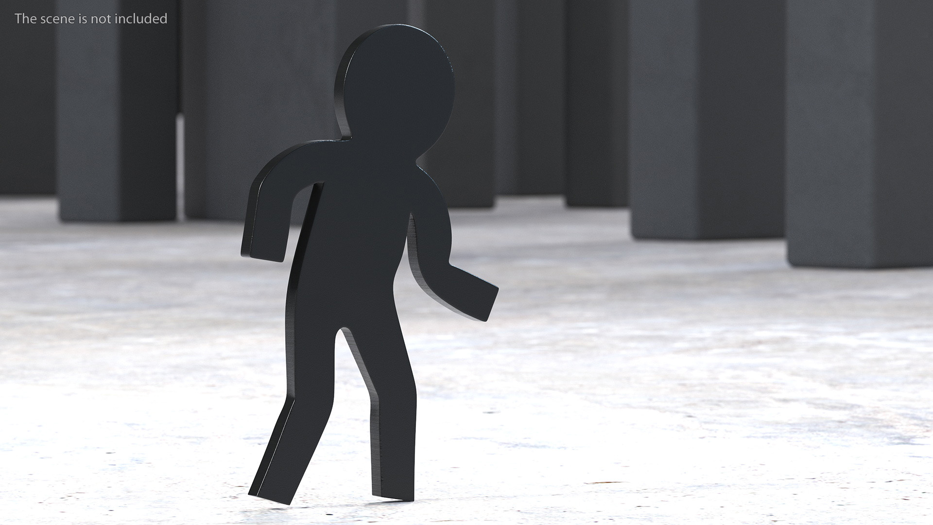 Plastic Stickman Walk Pose Black 3D