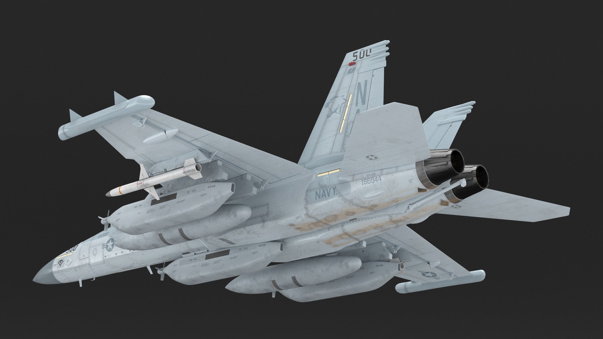 3D Boeing EA 18G Fighter Jet with Pilot in Flight