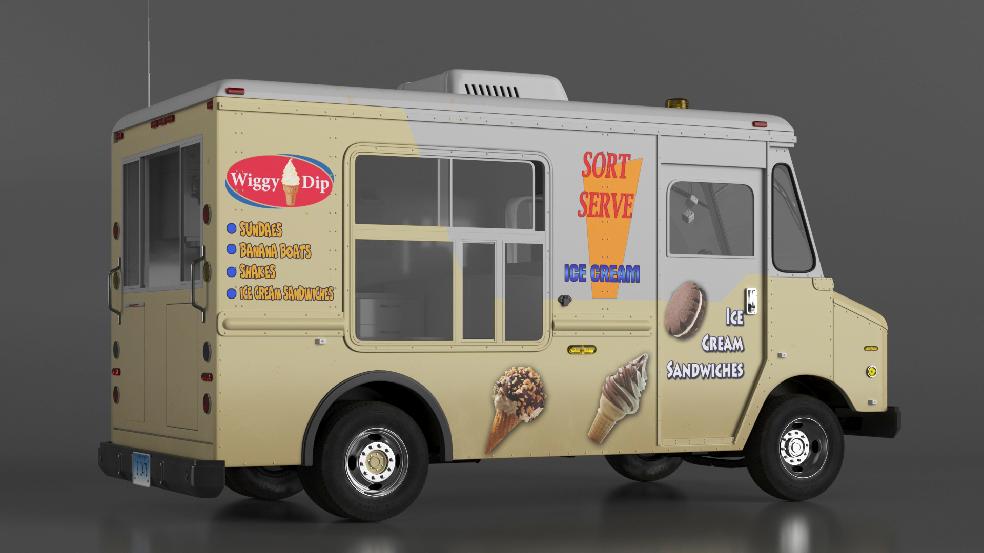 3D Vintage Ice Cream Truck model