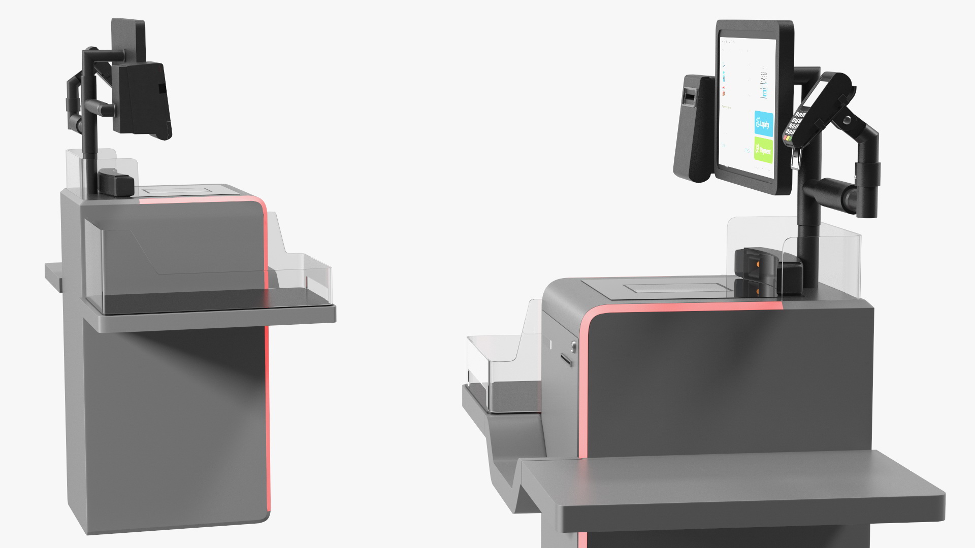 Retail Self Checkout System Grey 3D