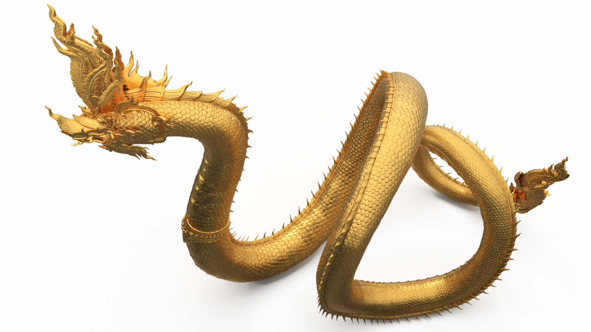 3D Naga Dragon Gold Statue model