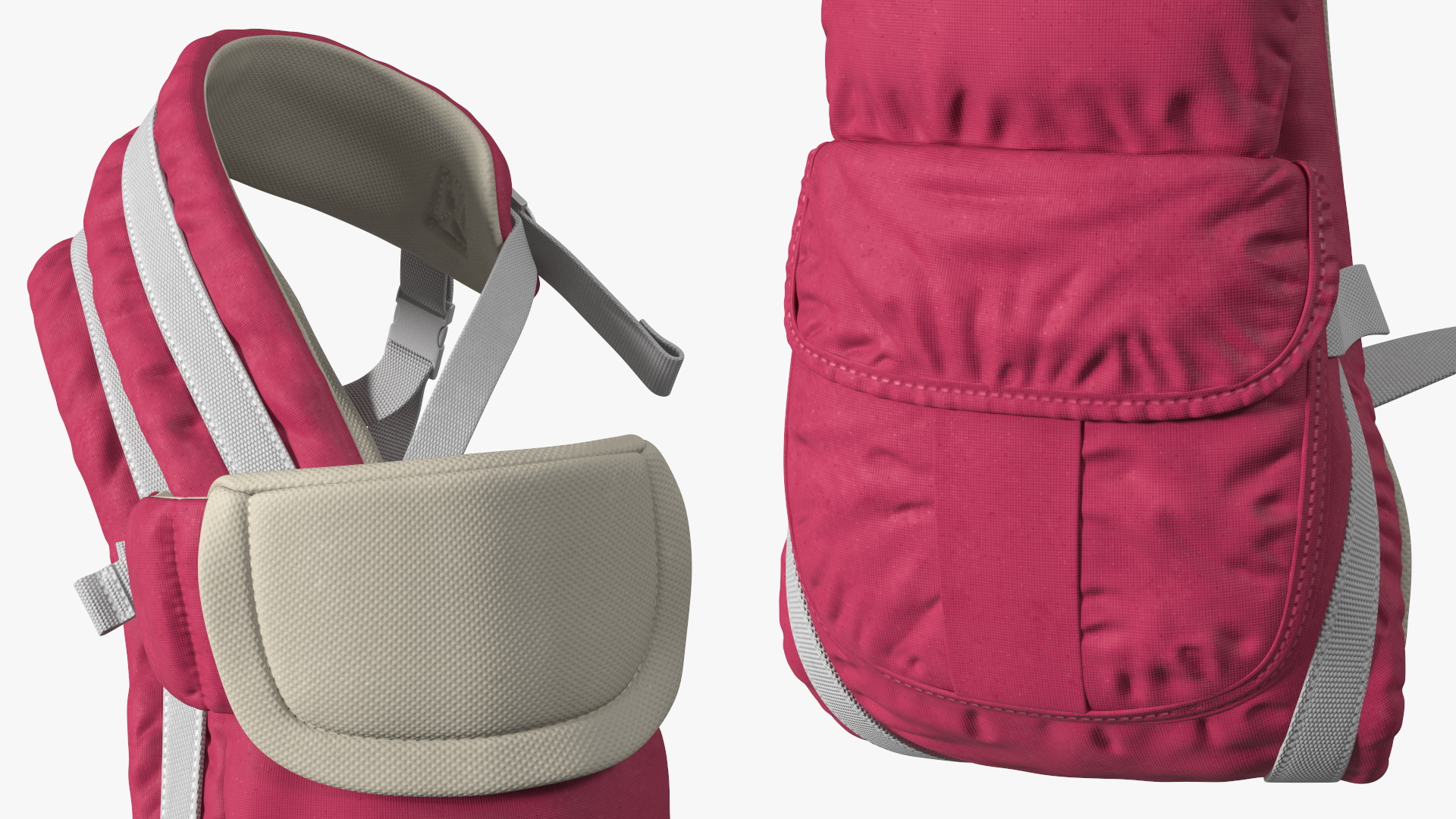 3D Soft Structured Baby Carrier Pink Lying Position model