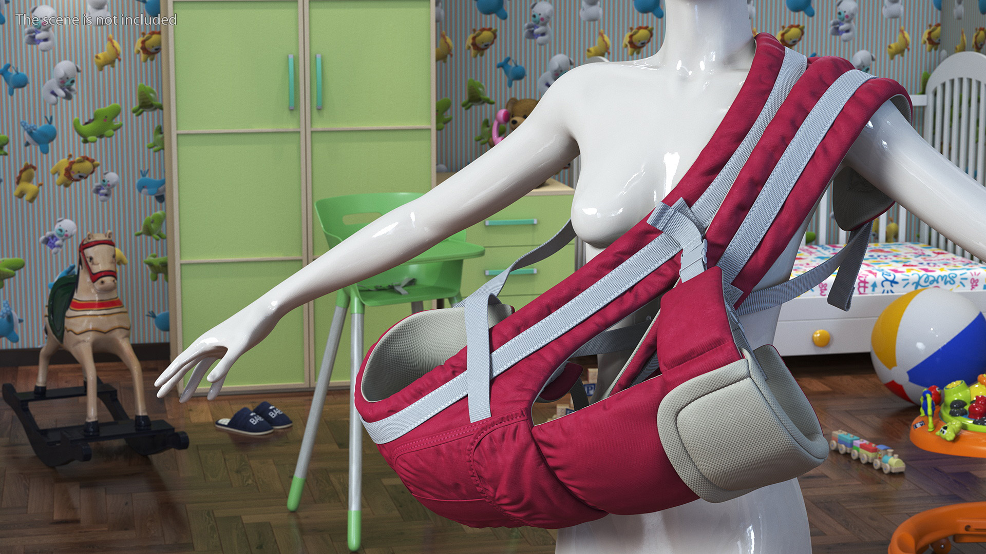 3D Soft Structured Baby Carrier Pink Lying Position model