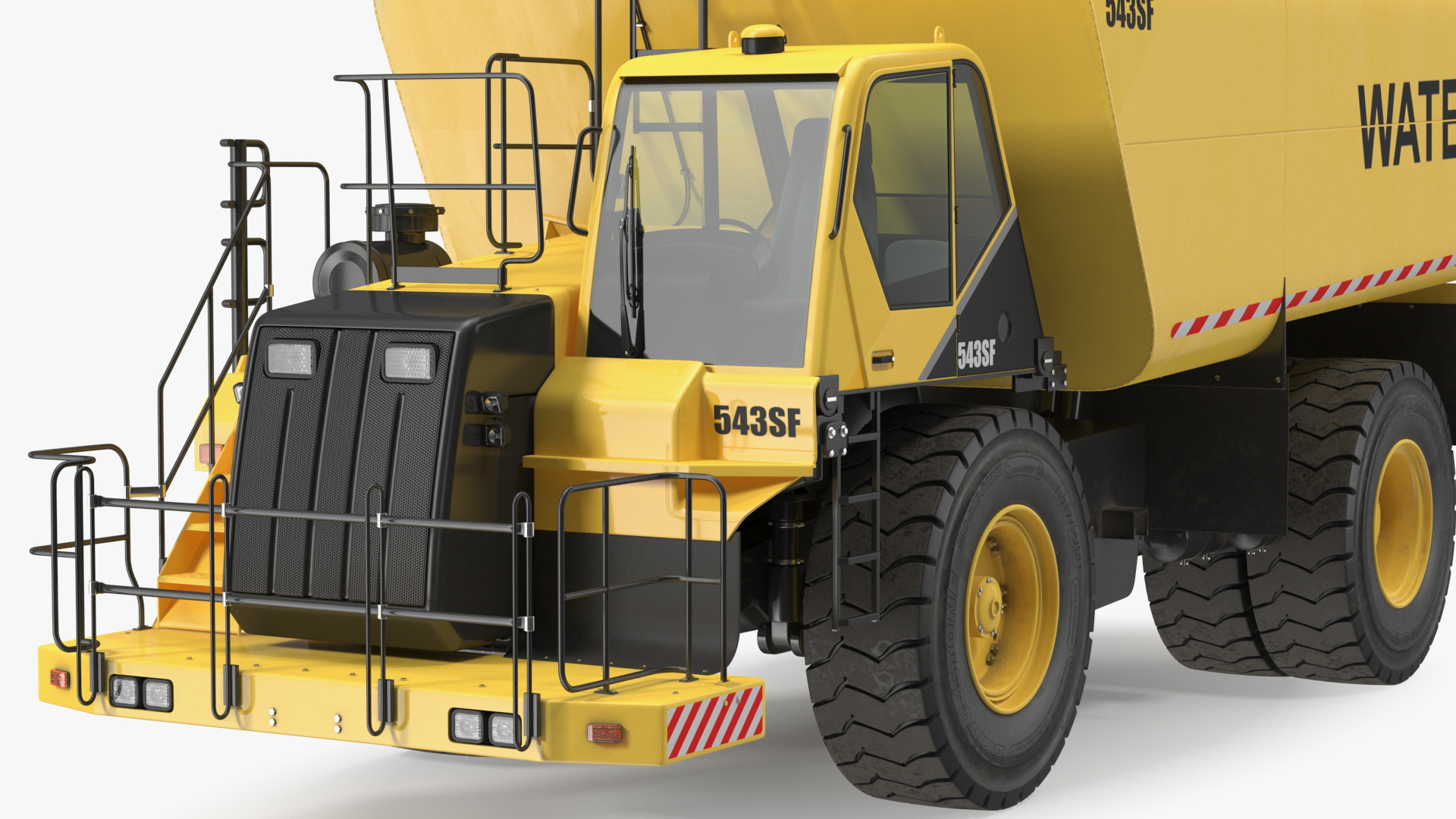 Yellow Construction Water Truck Rigged for Cinema 4D 3D