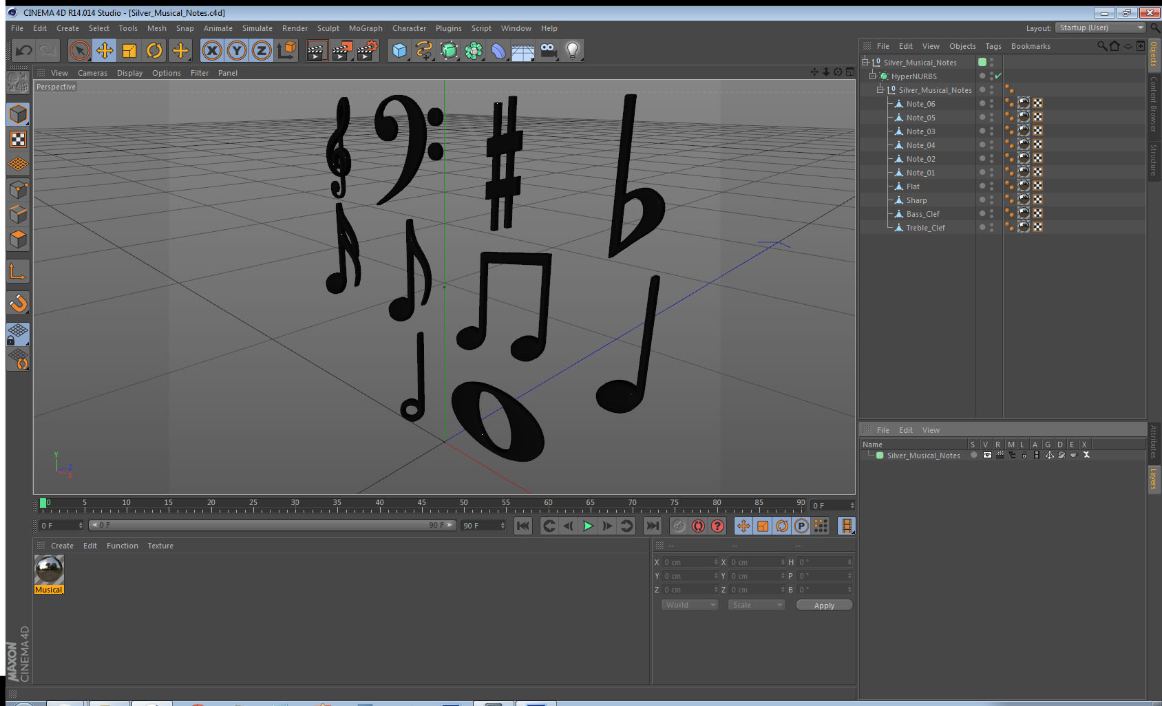 3D model Silver Musical Notes