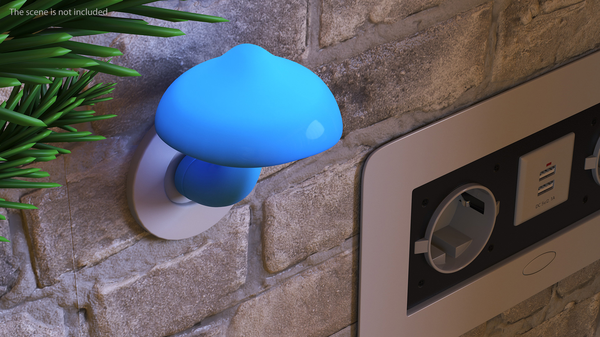 3D model Night Light Plug Mushroom Blue